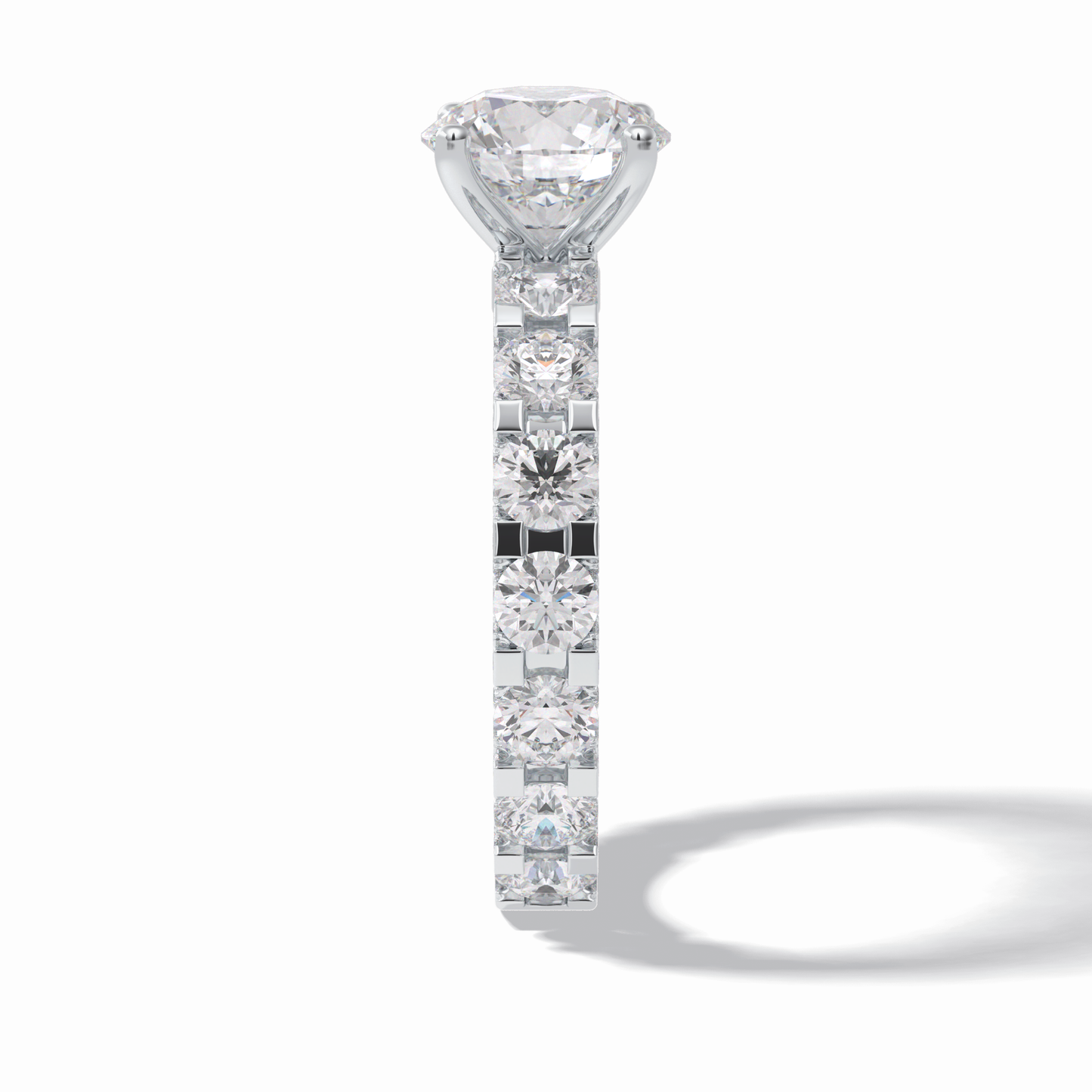 2.05 CT Round Cut Pave Style Moissanite Engagement Rings
