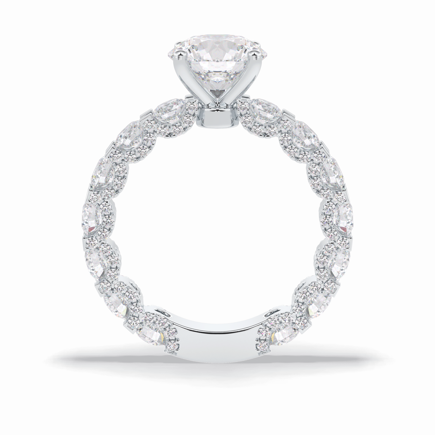 2.05 CT Round Cut Pave Style Moissanite Engagement Rings