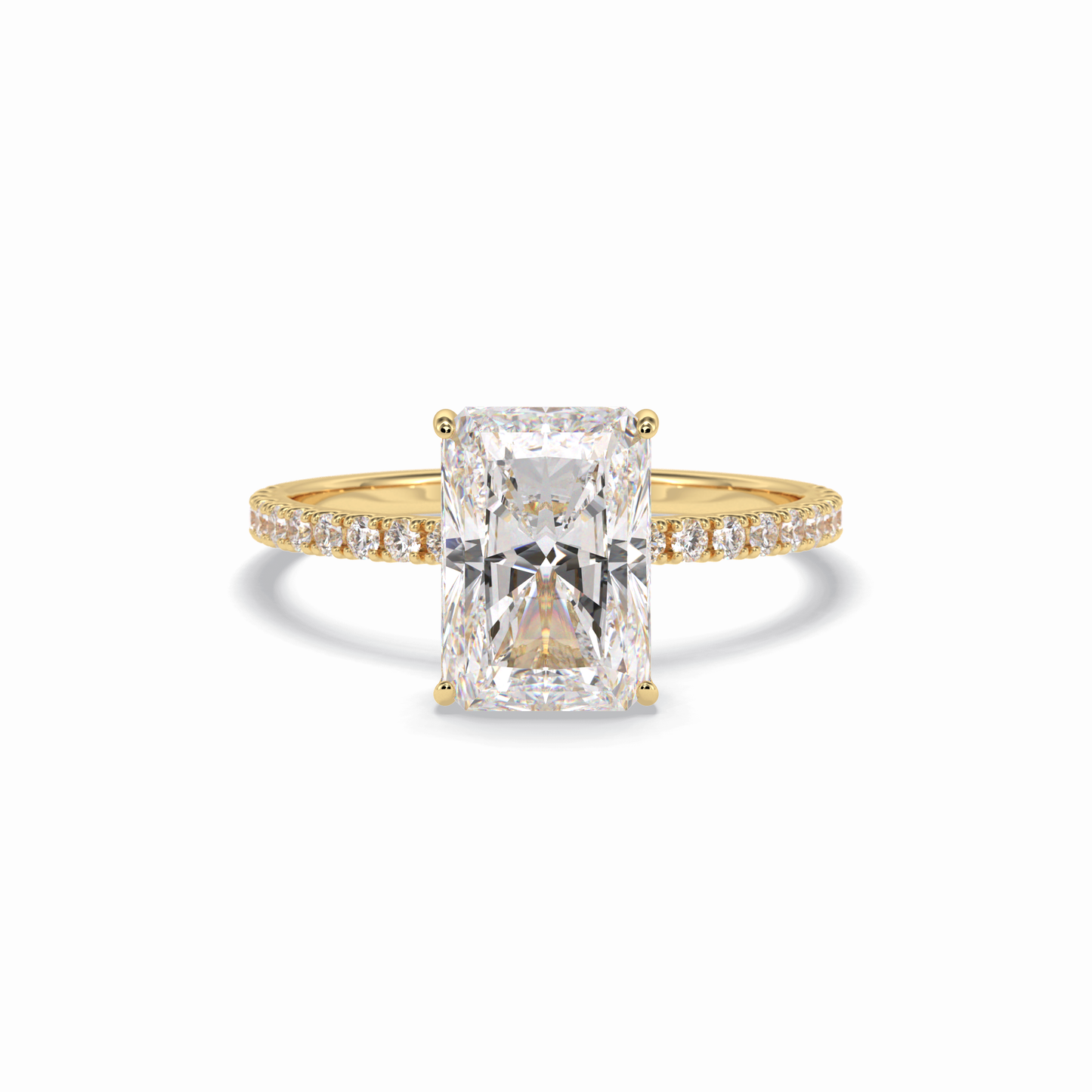 3.0 CT Radiant Cut Pave & Hidden Halo Style Moissanite Engagement Rings