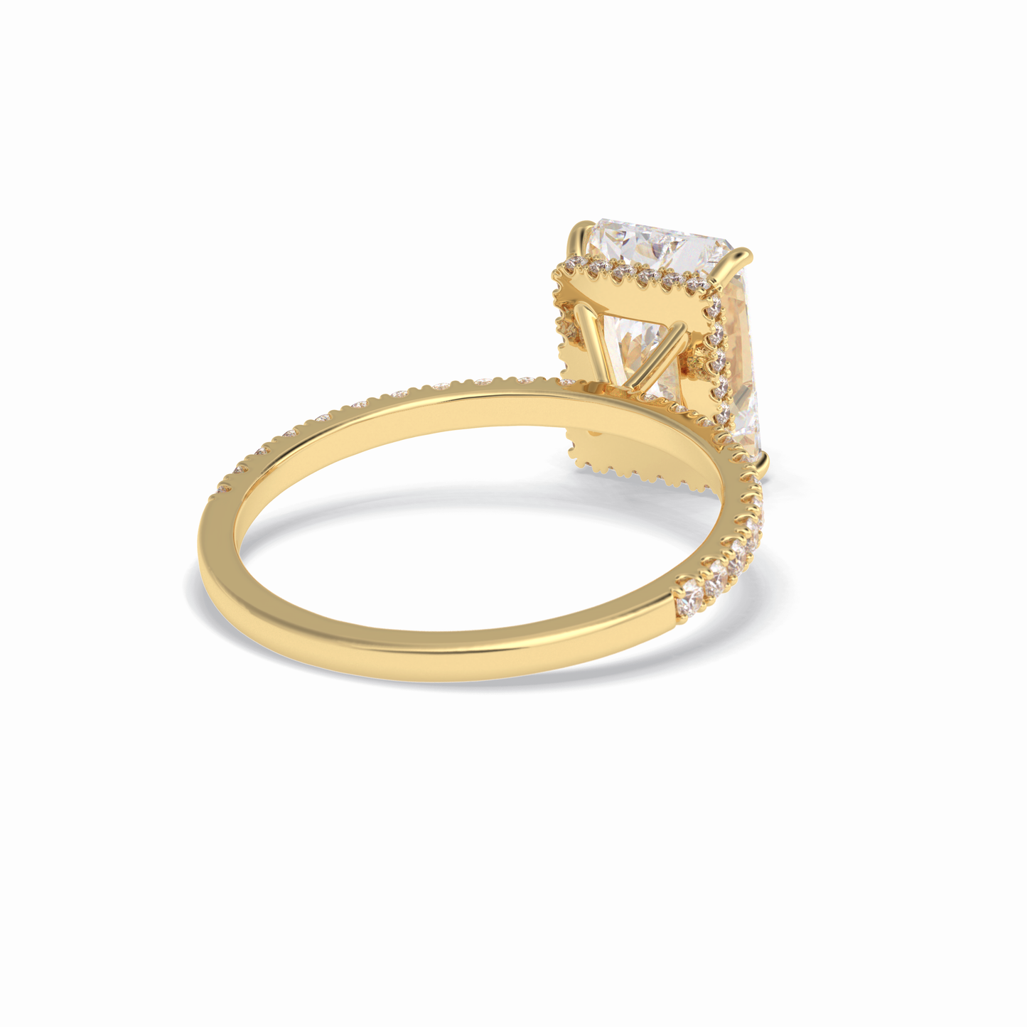 3.0 CT Radiant Cut Pave & Hidden Halo Style Moissanite Engagement Rings