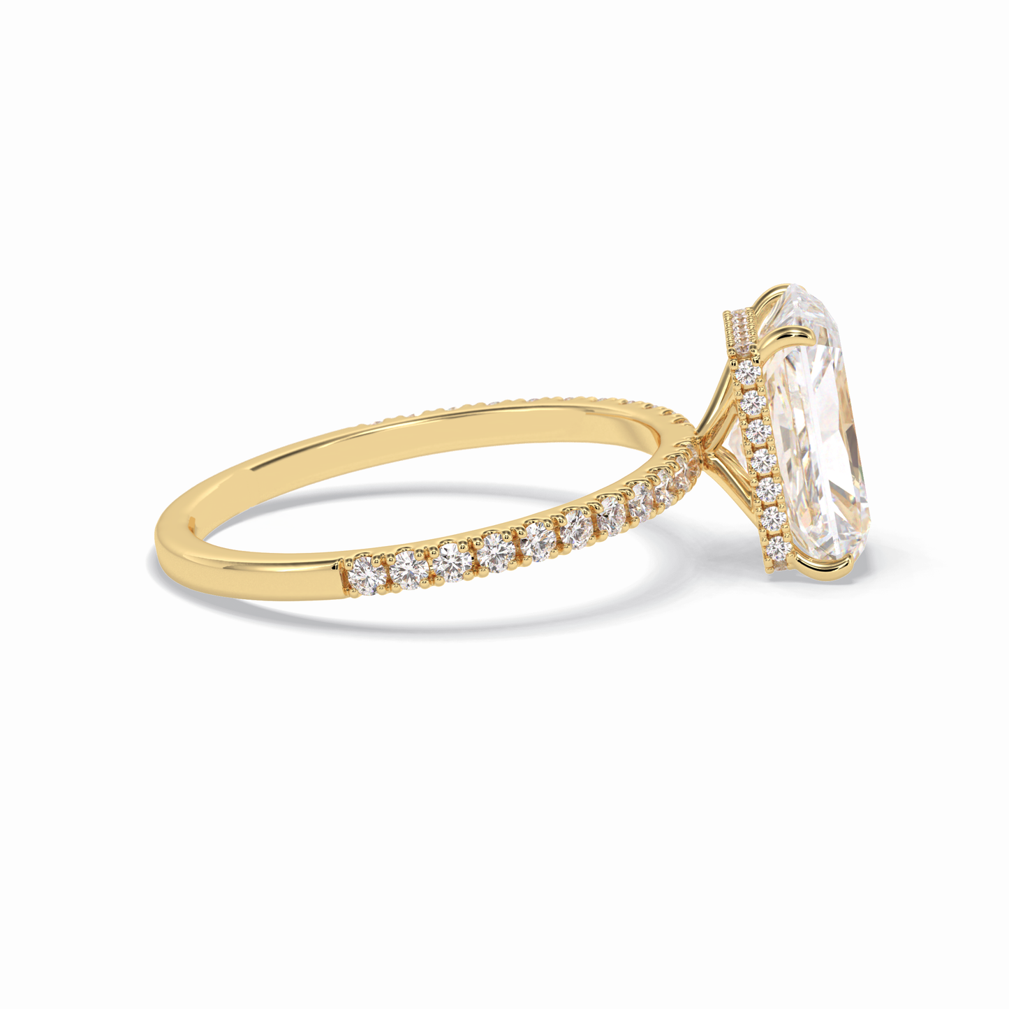 3.0 CT Radiant Cut Pave & Hidden Halo Style Moissanite Engagement Rings