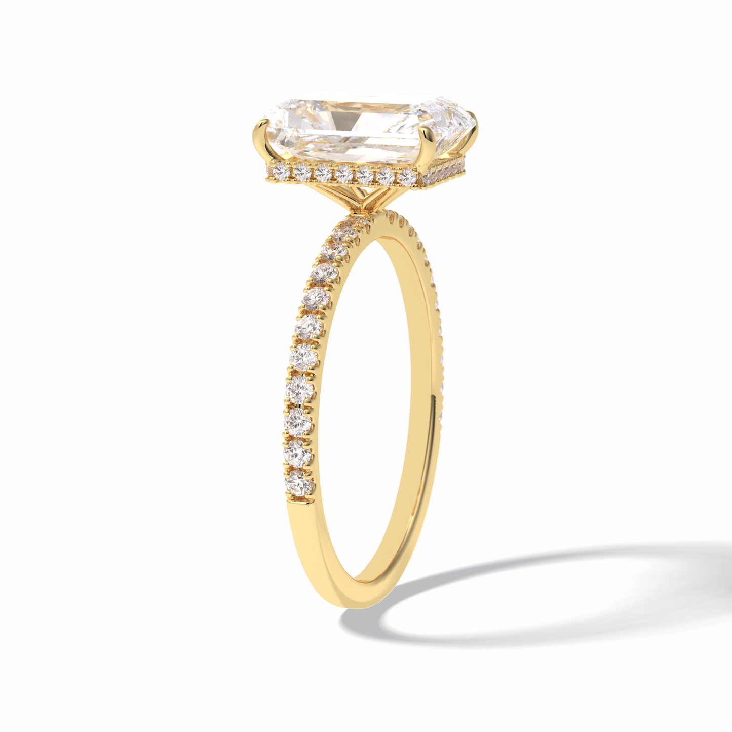 3.0 CT Radiant Cut Pave & Hidden Halo Style Moissanite Engagement Rings