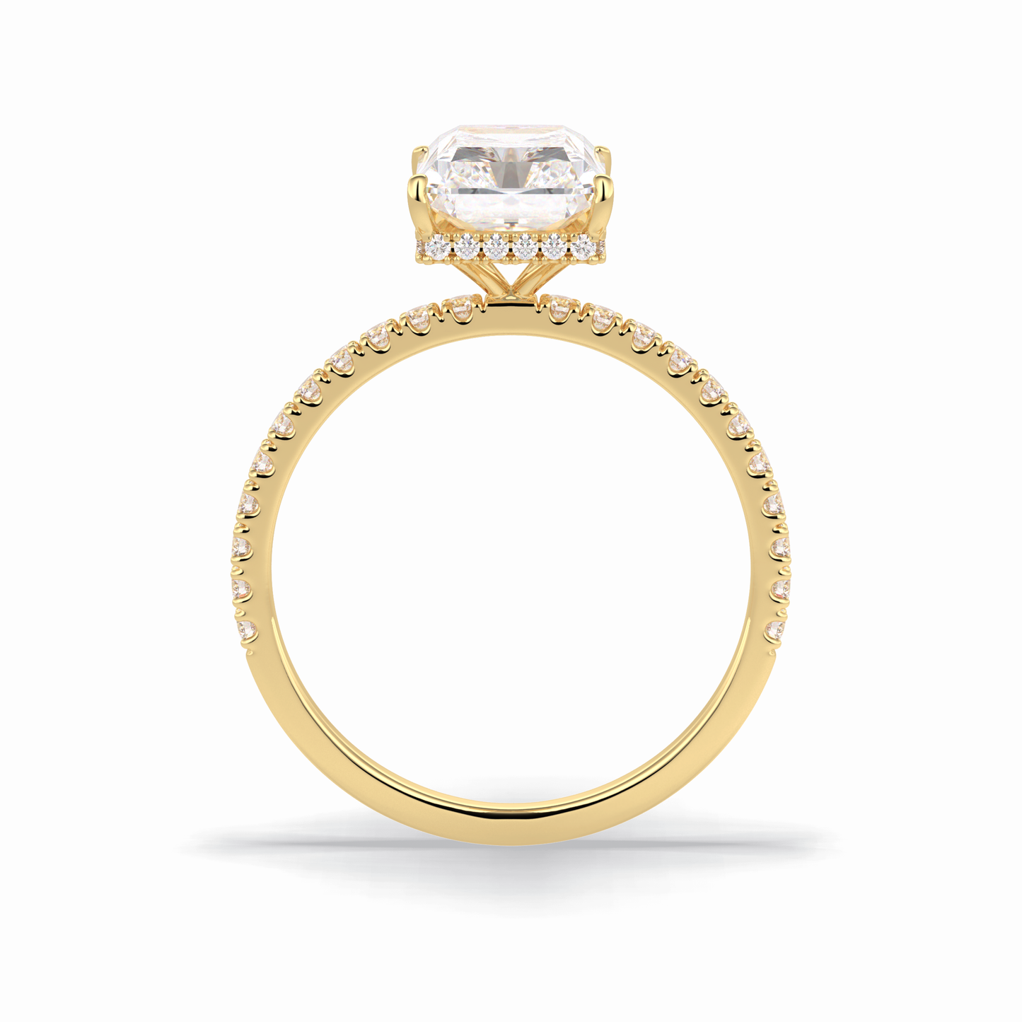 3.0 CT Radiant Cut Pave & Hidden Halo Style Moissanite Engagement Rings