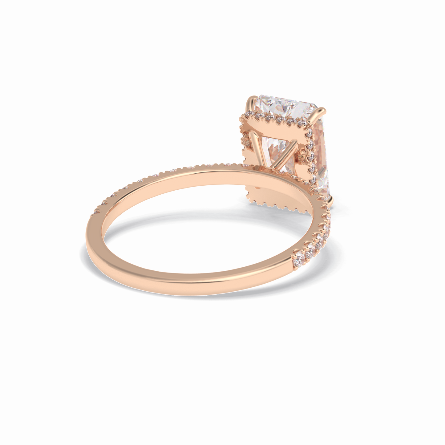 3.0 CT Radiant Cut Pave & Hidden Halo Style Moissanite Engagement Rings