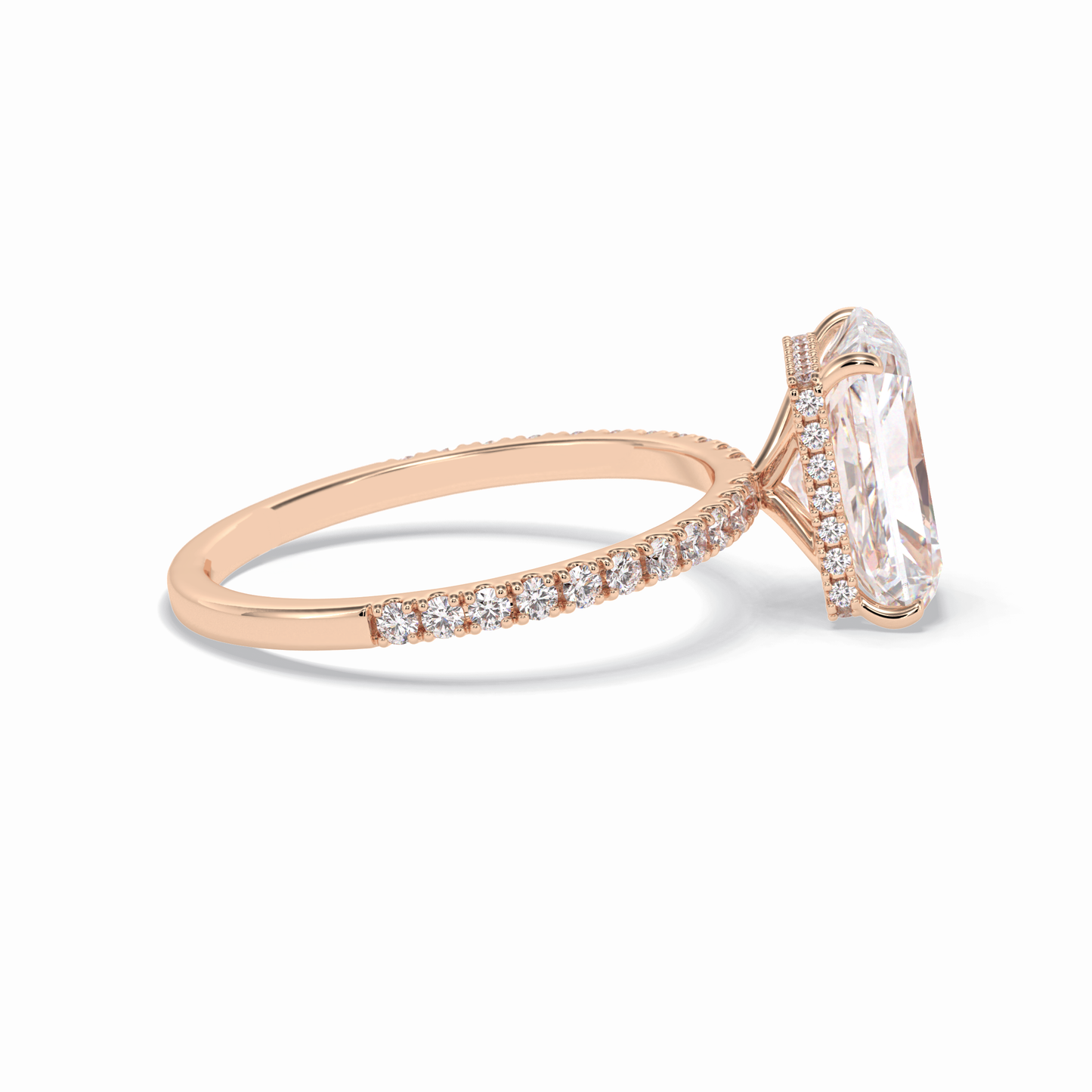3.0 CT Radiant Cut Pave & Hidden Halo Style Moissanite Engagement Rings