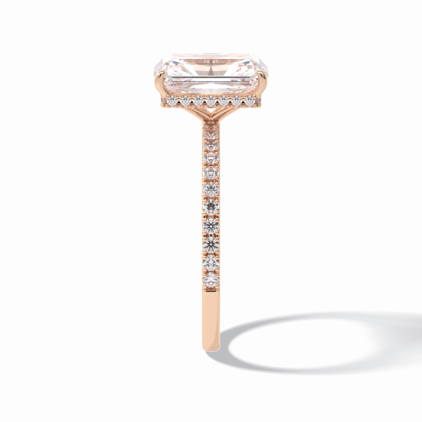3.0 CT Radiant Cut Pave & Hidden Halo Style Moissanite Engagement Rings