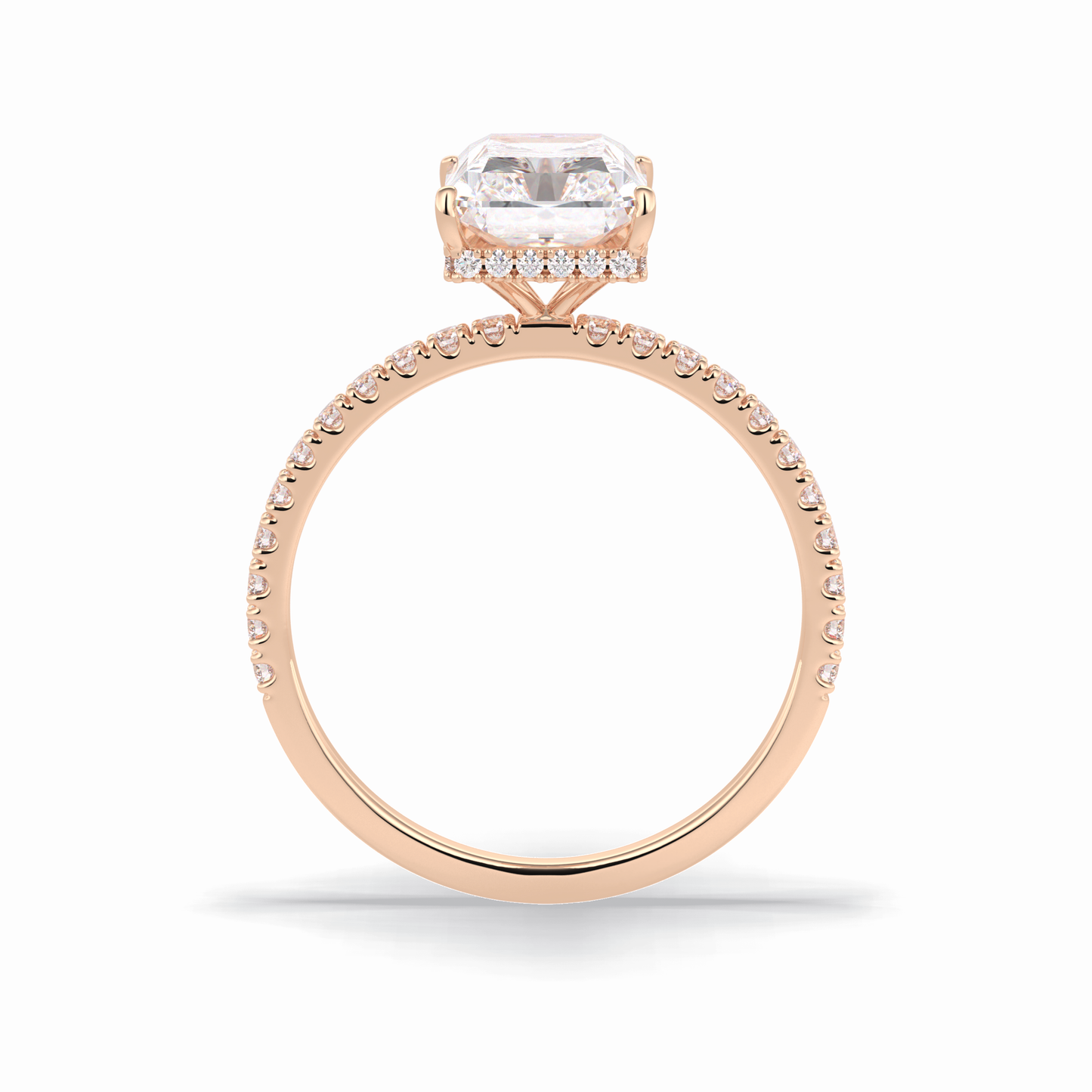 3.0 CT Radiant Cut Pave & Hidden Halo Style Moissanite Engagement Rings