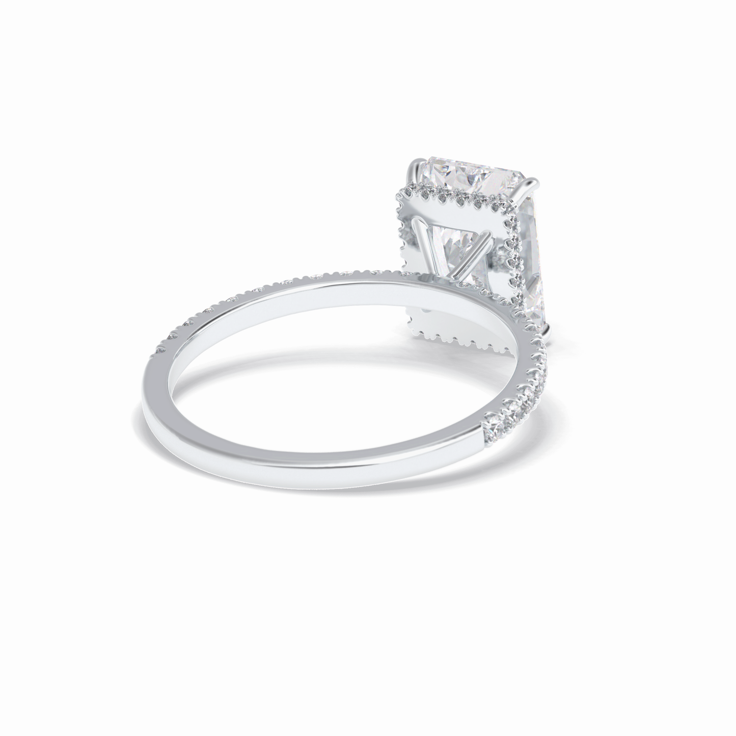 3.0 CT Radiant Cut Pave & Hidden Halo Style Moissanite Engagement Rings