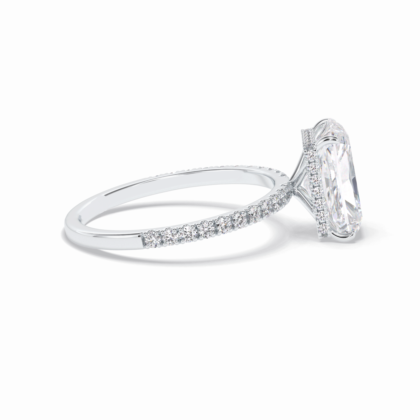 3.0 CT Radiant Cut Pave & Hidden Halo Style Moissanite Engagement Rings