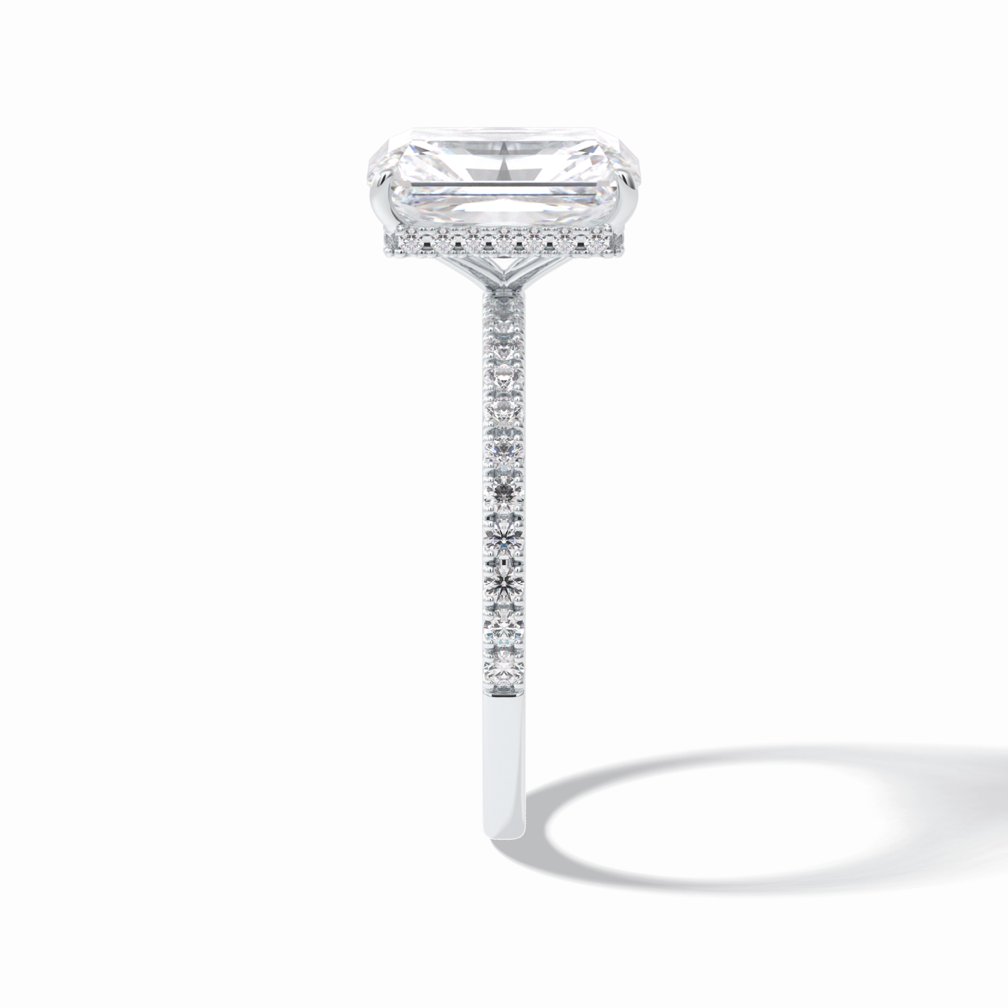 3.0 CT Radiant Cut Pave & Hidden Halo Style Moissanite Engagement Rings