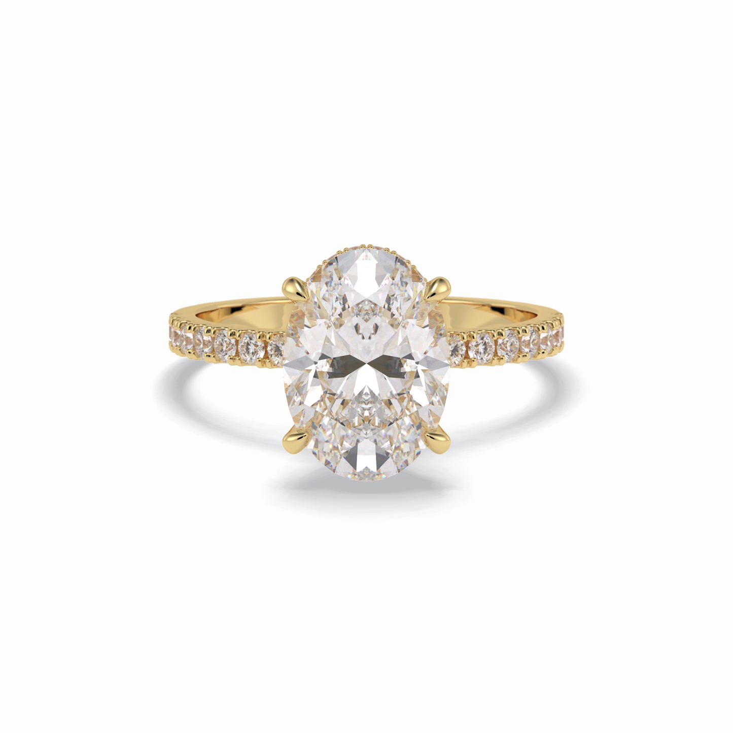 2.75 CT Oval Cut Pave & Hidden Halo Style Moissanite Engagement Rings