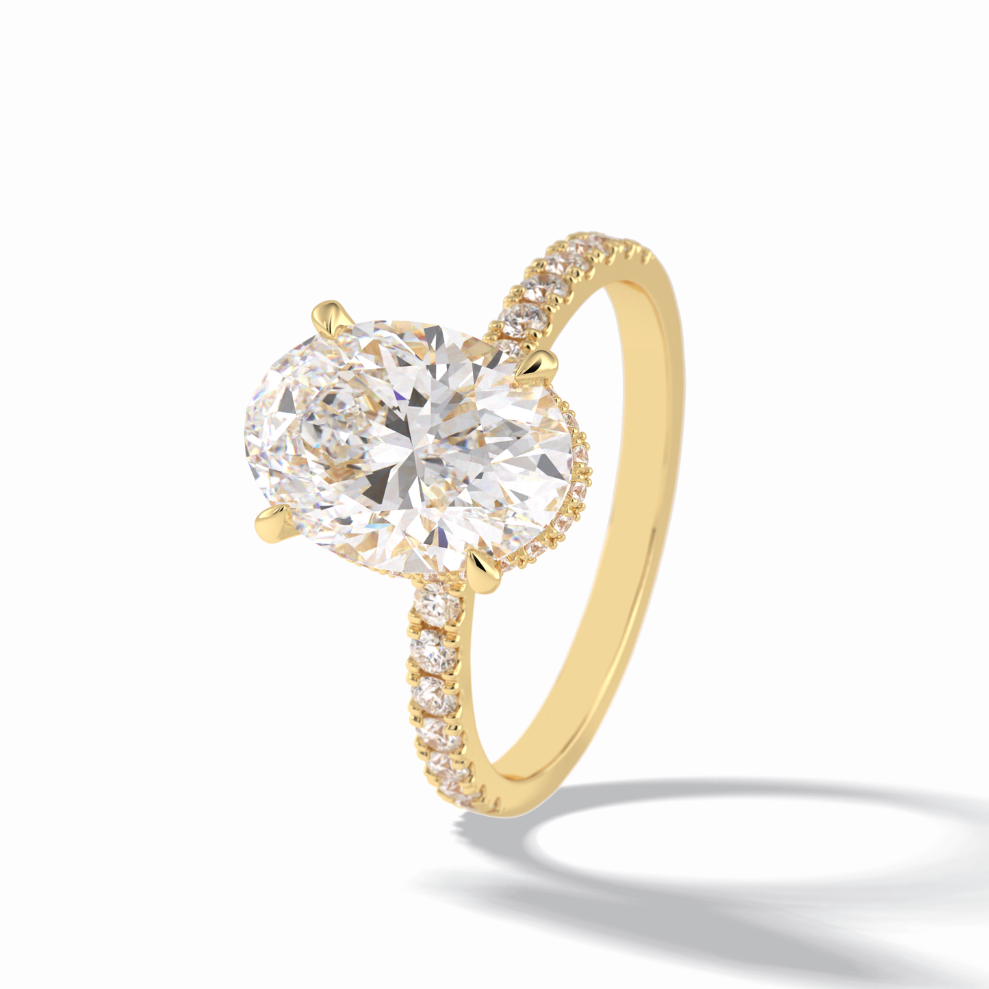 2.75 CT Oval Cut Pave & Hidden Halo Style Moissanite Engagement Rings