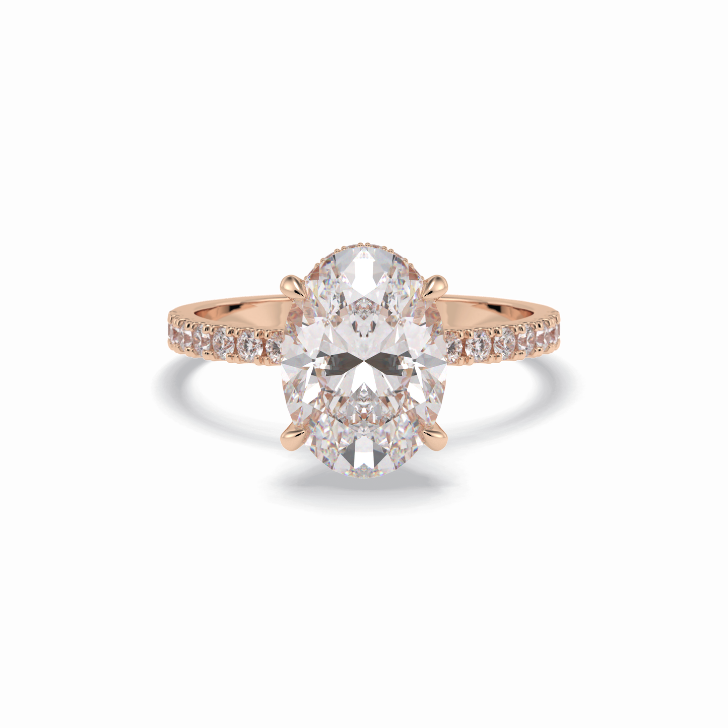 2.75 CT Oval Cut Pave & Hidden Halo Style Moissanite Engagement Rings