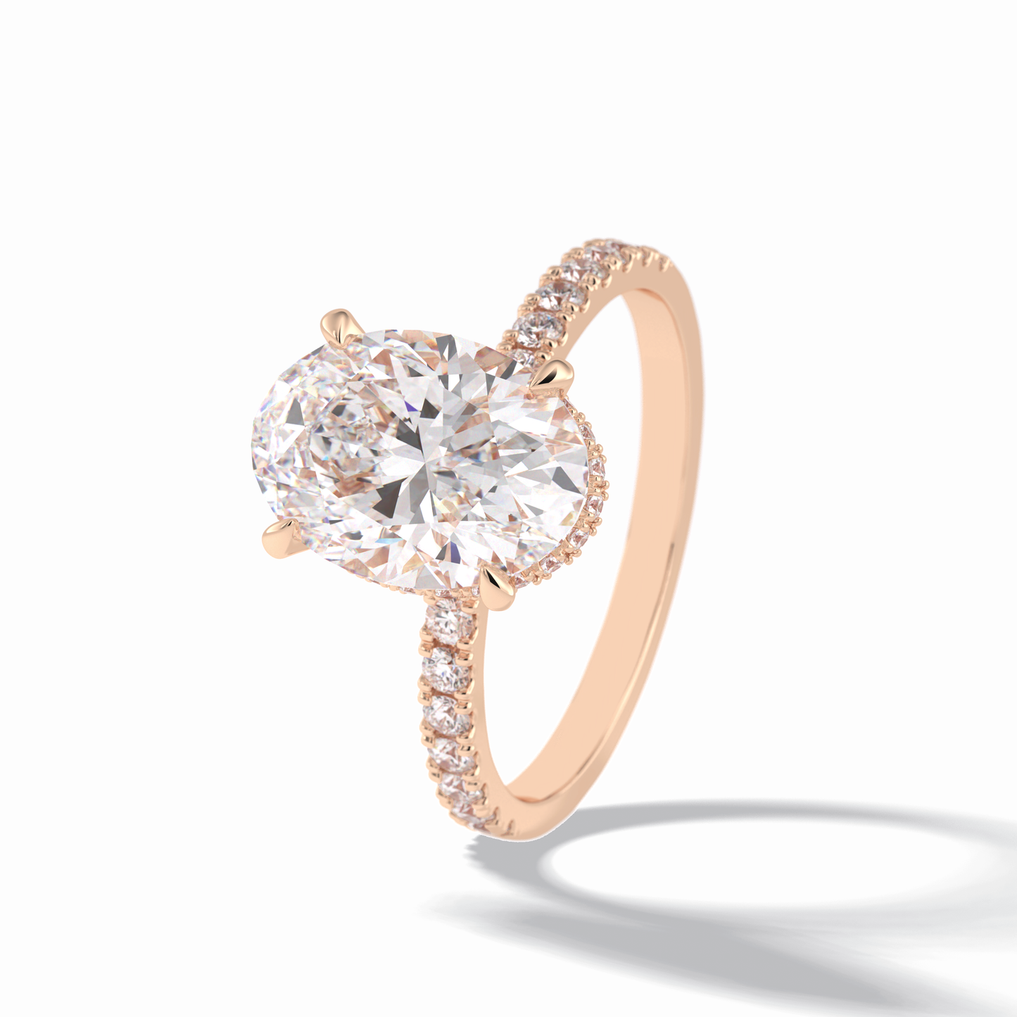 2.75 CT Oval Cut Pave & Hidden Halo Style Moissanite Engagement Rings