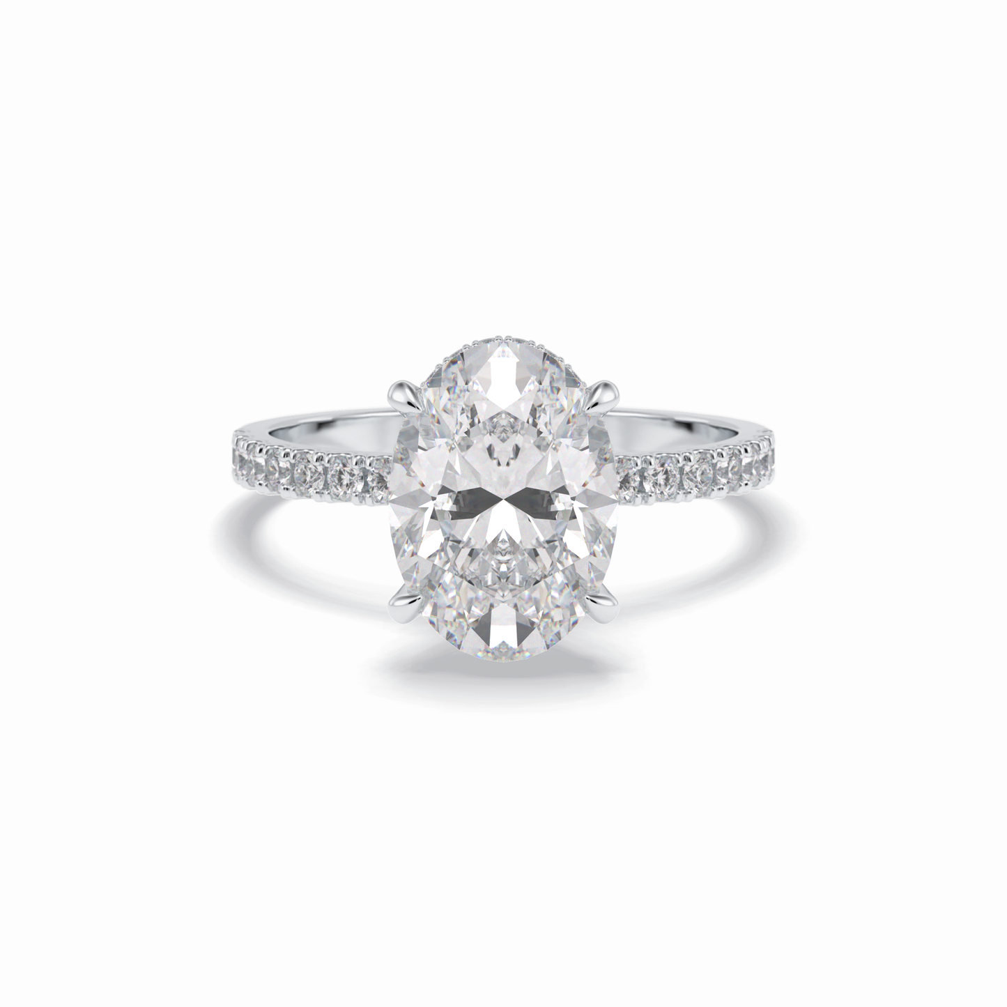 2.75 CT Oval Cut Pave & Hidden Halo Style Moissanite Engagement Rings