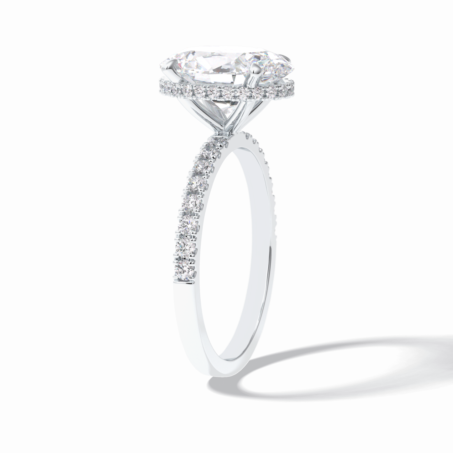 2.75 CT Oval Cut Pave & Hidden Halo Style Moissanite Engagement Rings