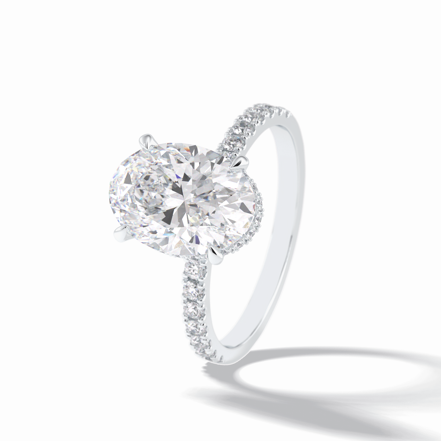 2.75 CT Oval Cut Pave & Hidden Halo Style Moissanite Engagement Rings