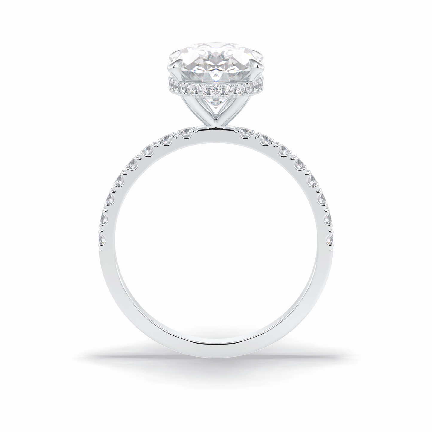 2.75 CT Oval Cut Pave & Hidden Halo Style Moissanite Engagement Rings