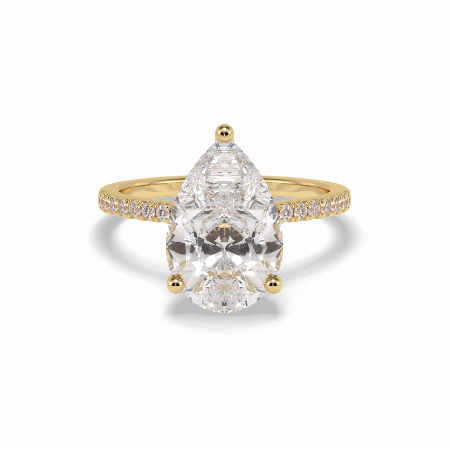 3.5 CT Pear Cut Pave & Hidden Halo Style Moissanite Engagement Rings