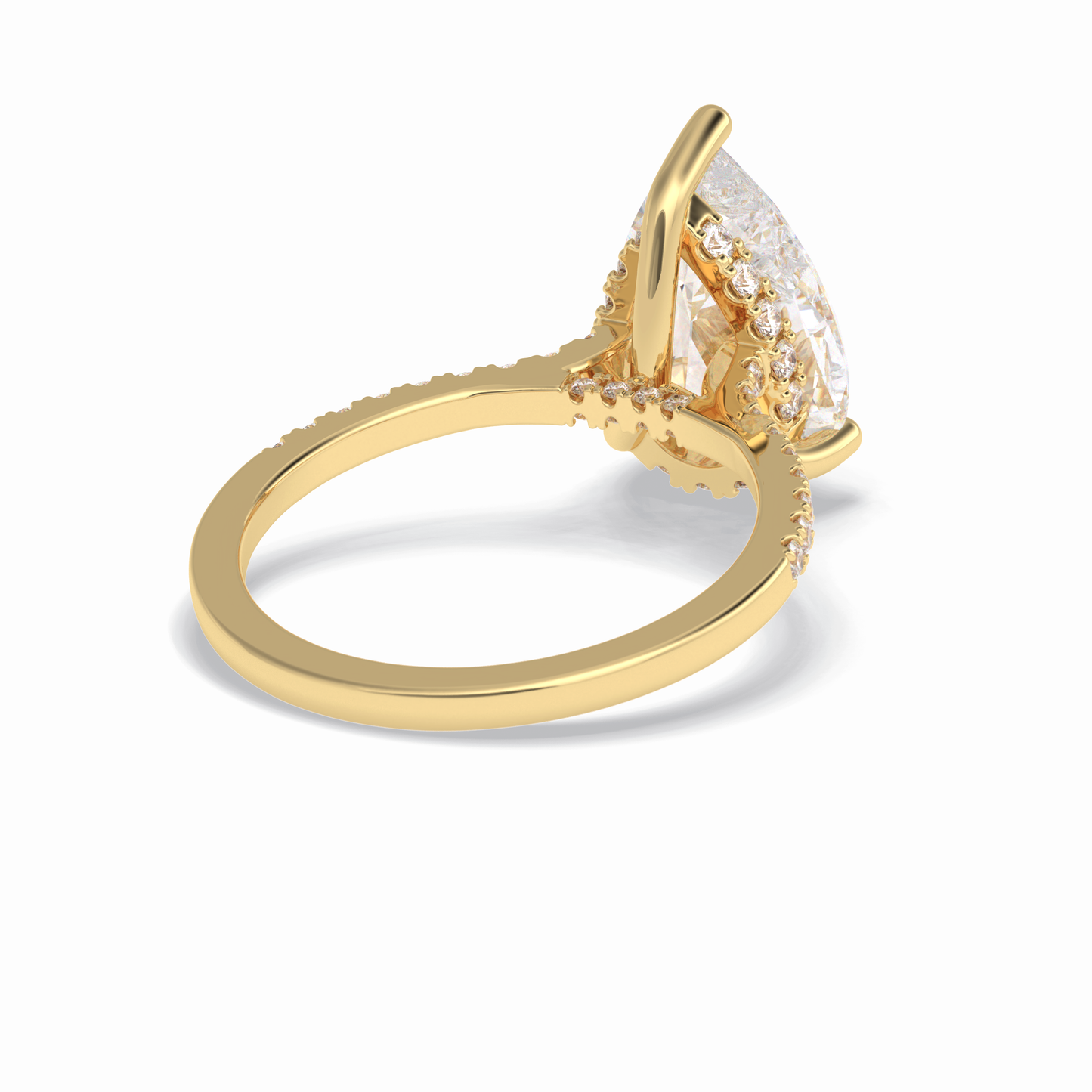 3.5 CT Pear Cut Pave & Hidden Halo Style Moissanite Engagement Rings