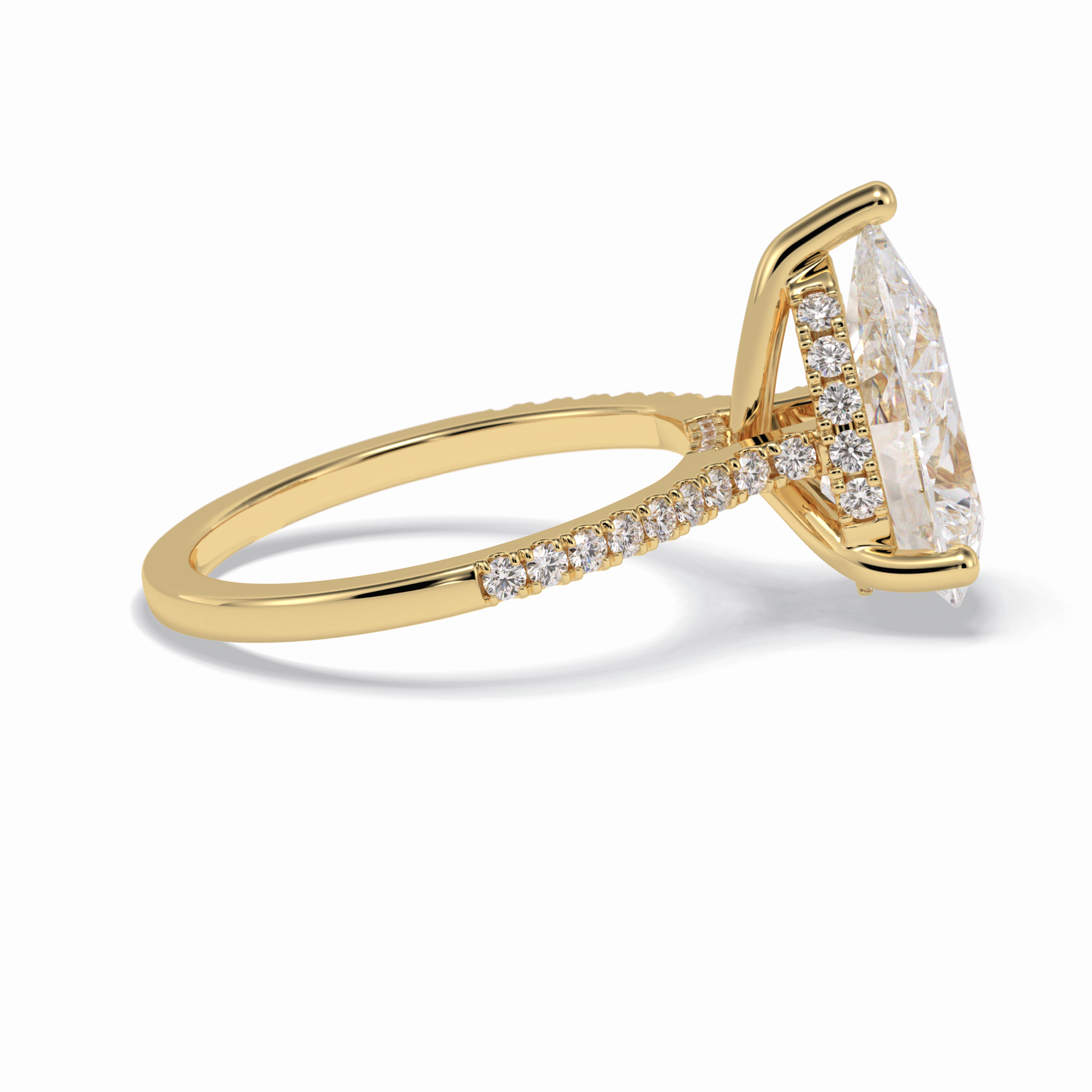 3.5 CT Pear Cut Pave & Hidden Halo Style Moissanite Engagement Rings