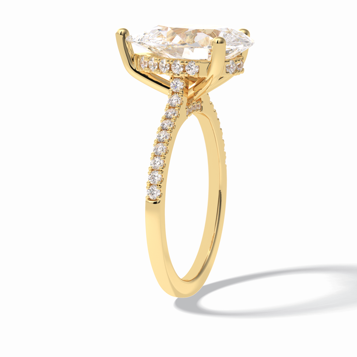 3.5 CT Pear Cut Pave & Hidden Halo Style Moissanite Engagement Rings
