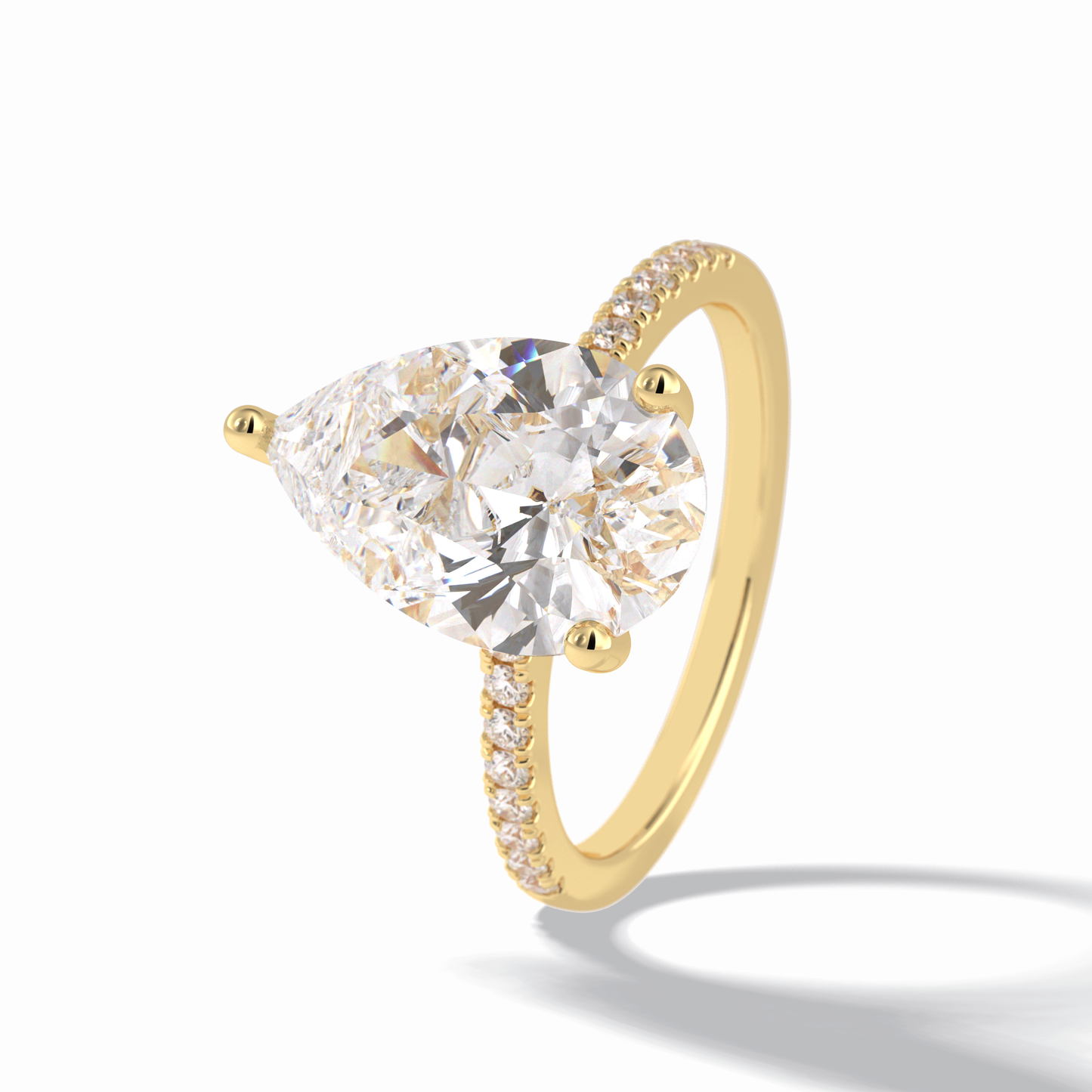 3.5 CT Pear Cut Pave & Hidden Halo Style Moissanite Engagement Rings
