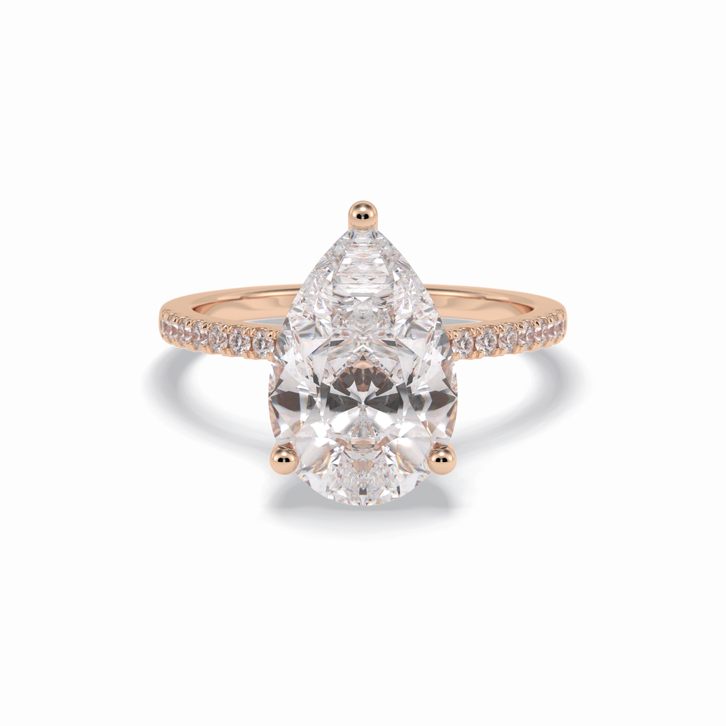 3.5 CT Pear Cut Pave & Hidden Halo Style Moissanite Engagement Rings