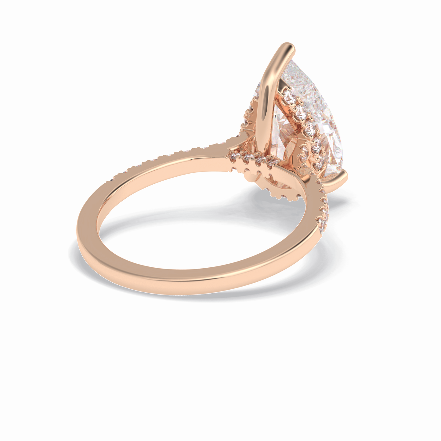 3.5 CT Pear Cut Pave & Hidden Halo Style Moissanite Engagement Rings