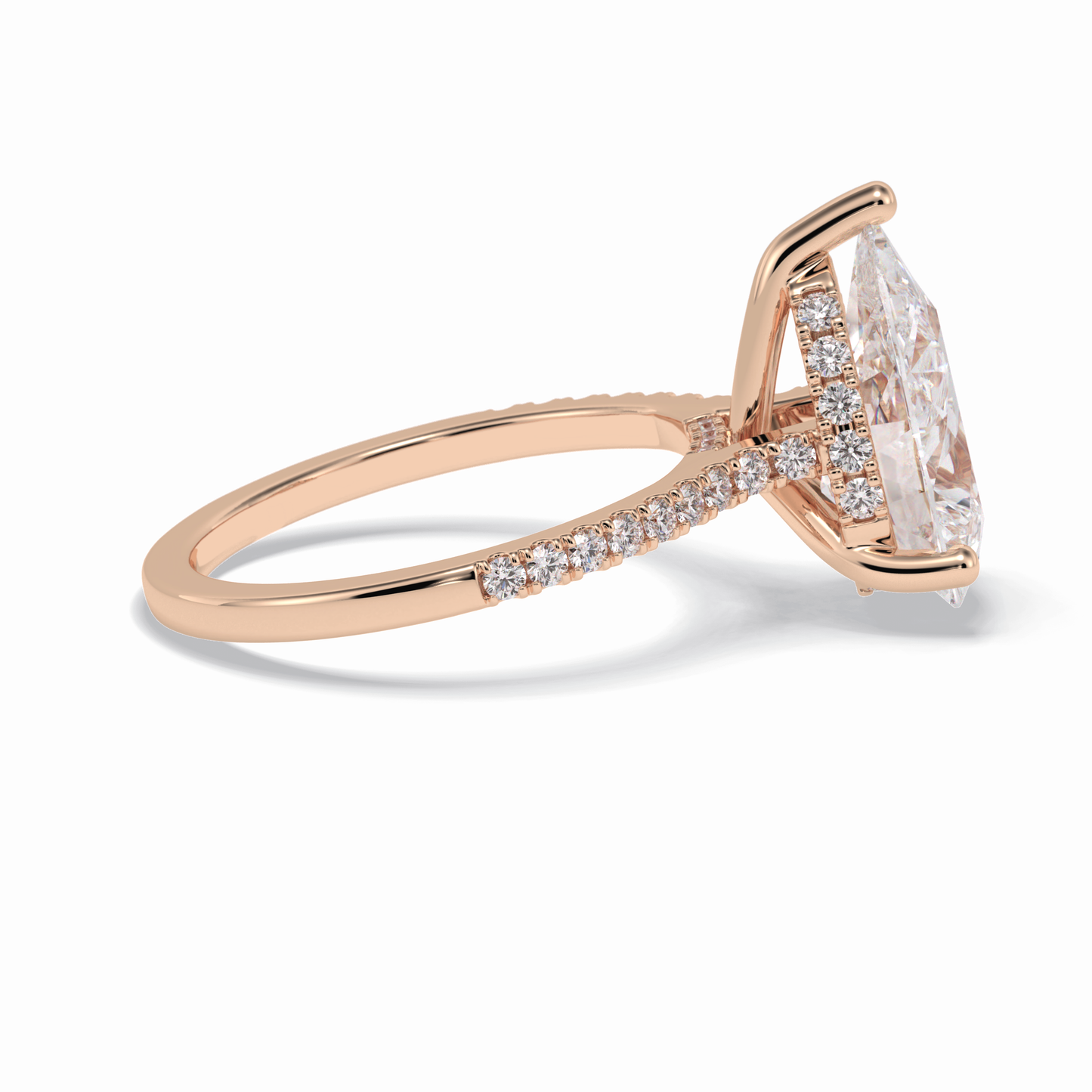 3.5 CT Pear Cut Pave & Hidden Halo Style Moissanite Engagement Rings
