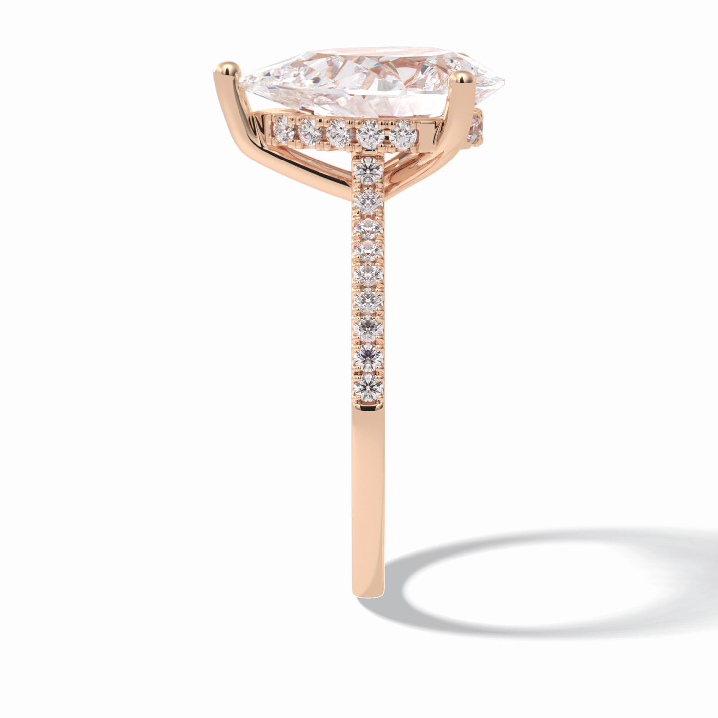 3.5 CT Pear Cut Pave & Hidden Halo Style Moissanite Engagement Rings