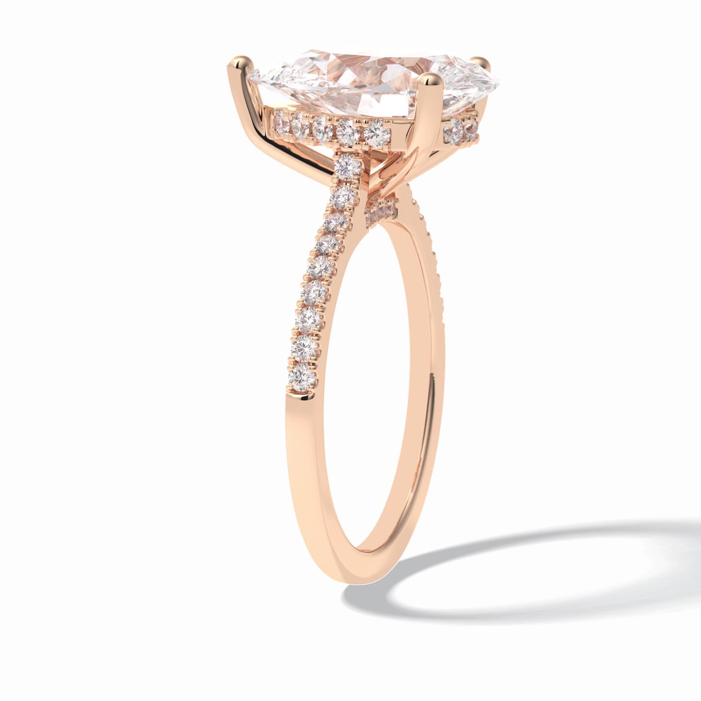 3.5 CT Pear Cut Pave & Hidden Halo Style Moissanite Engagement Rings