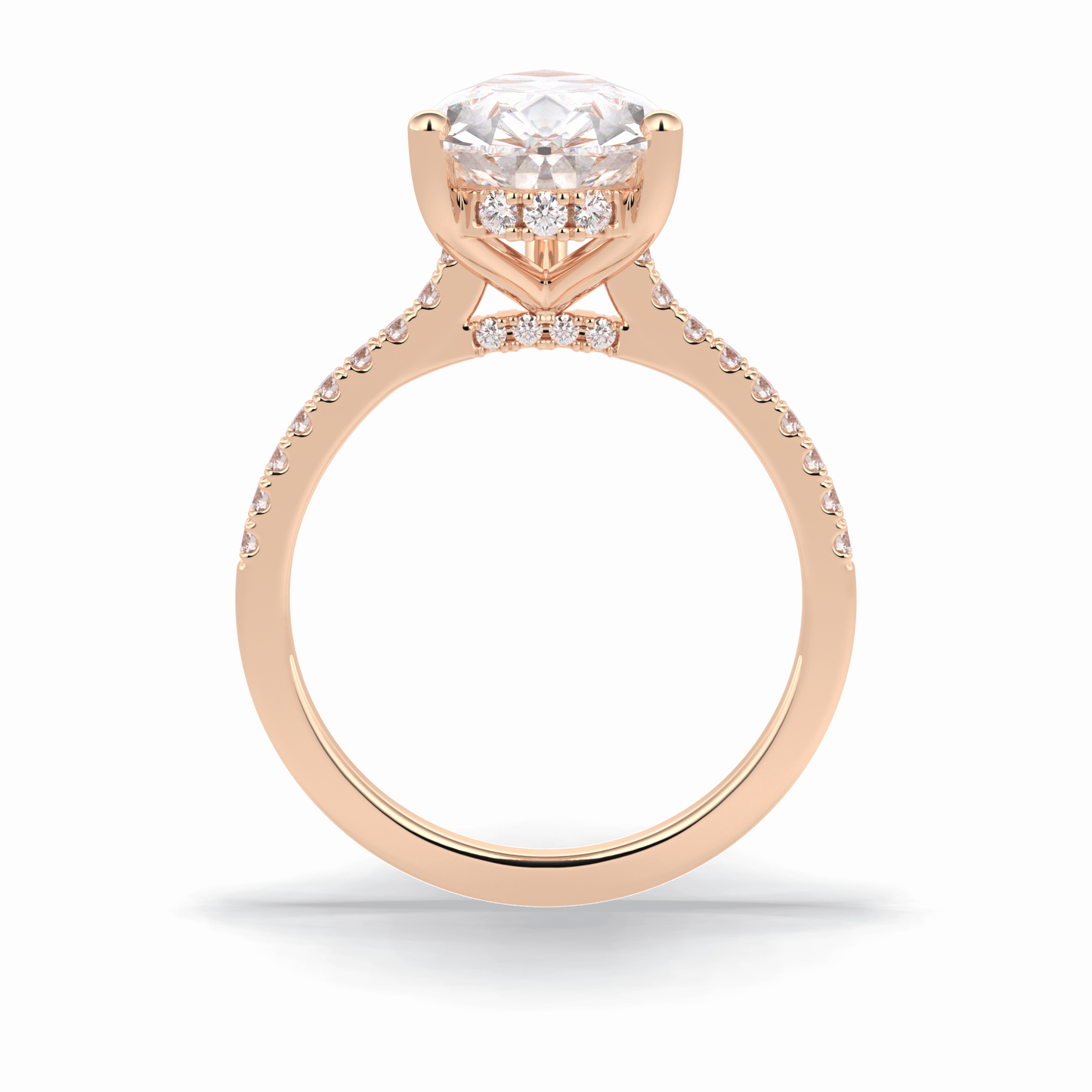 3.5 CT Pear Cut Pave & Hidden Halo Style Moissanite Engagement Rings