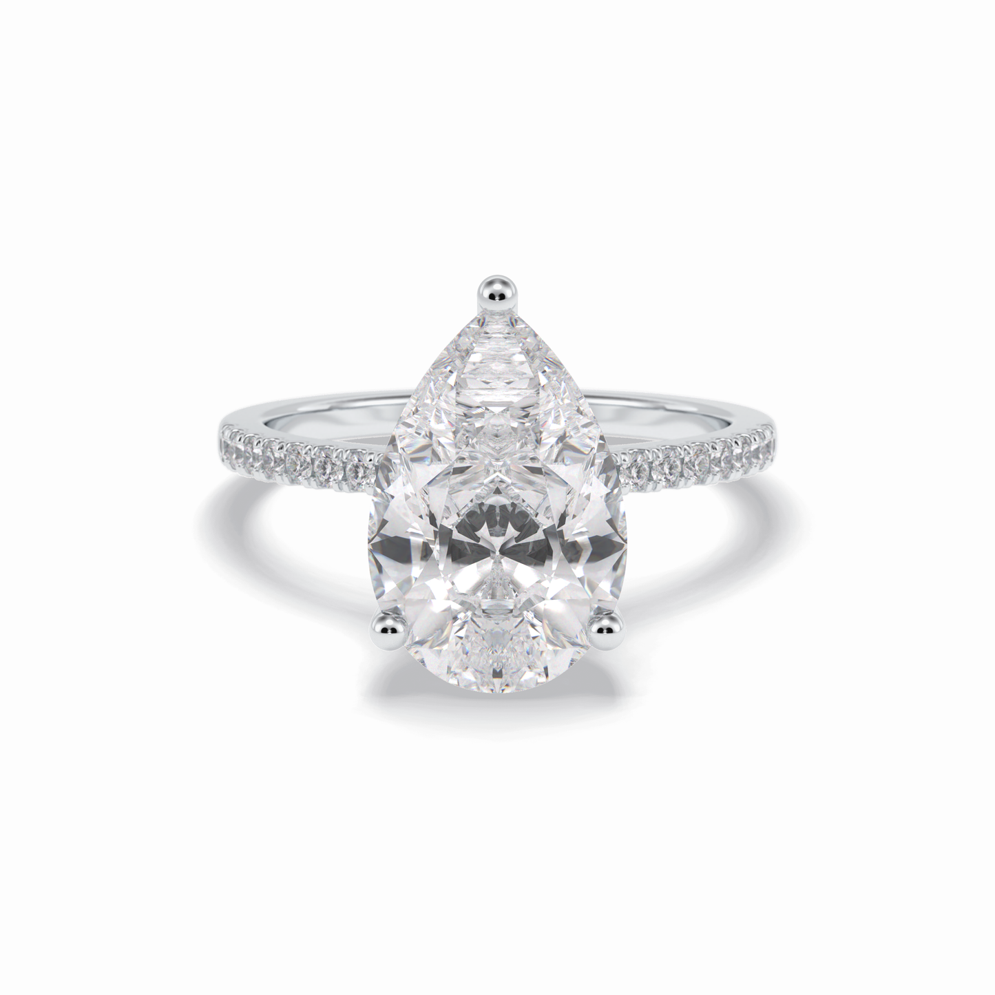 3.5 CT Pear Cut Pave & Hidden Halo Style Moissanite Engagement Rings