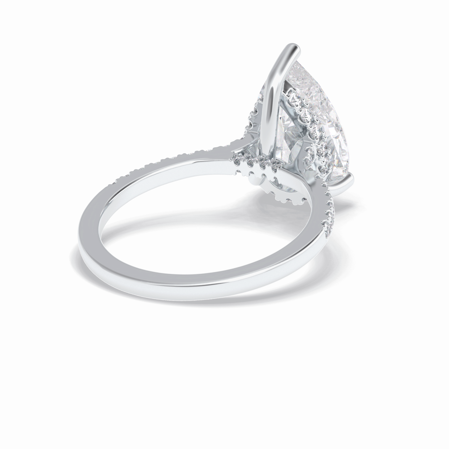 3.5 CT Pear Cut Pave & Hidden Halo Style Moissanite Engagement Rings