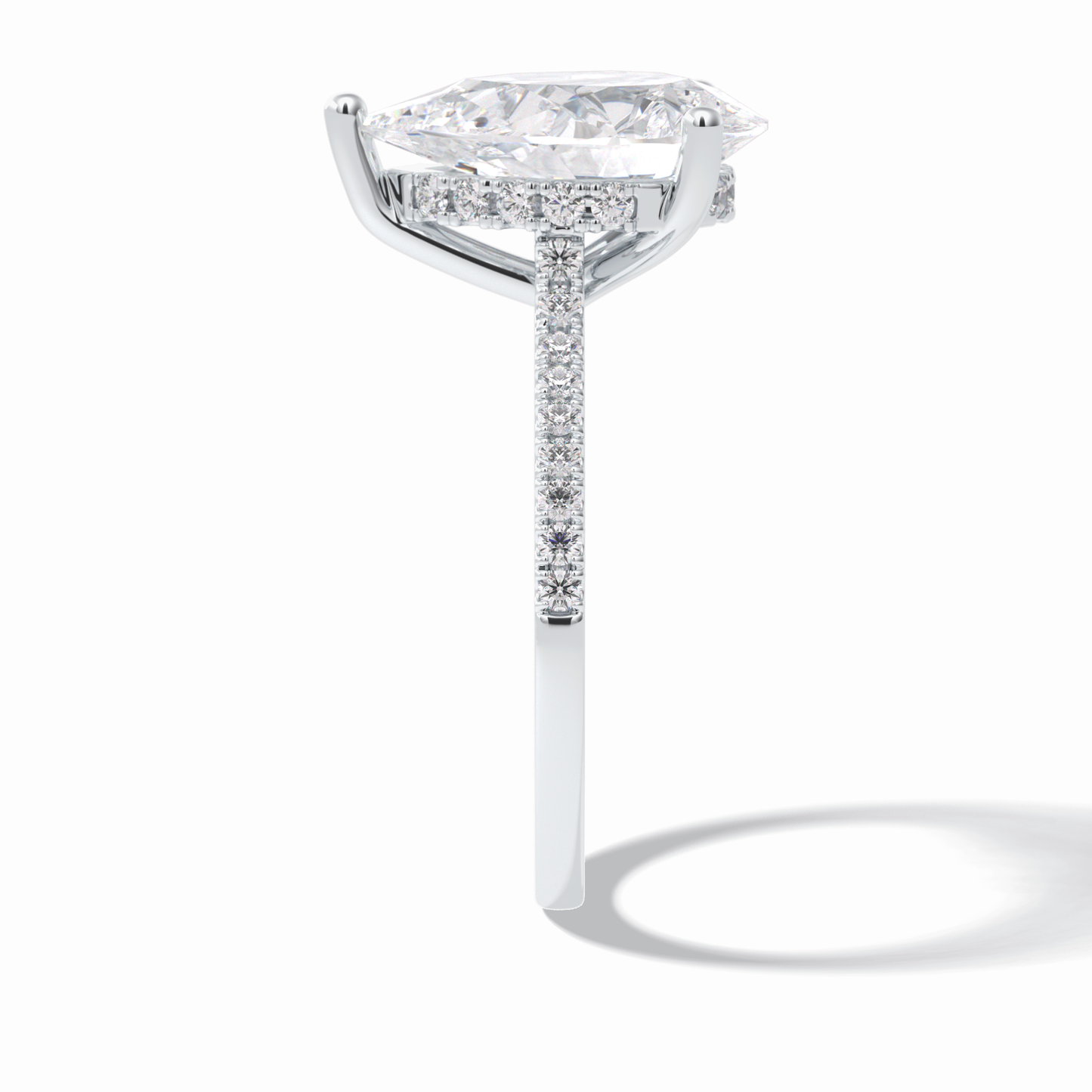3.5 CT Pear Cut Pave & Hidden Halo Style Moissanite Engagement Rings
