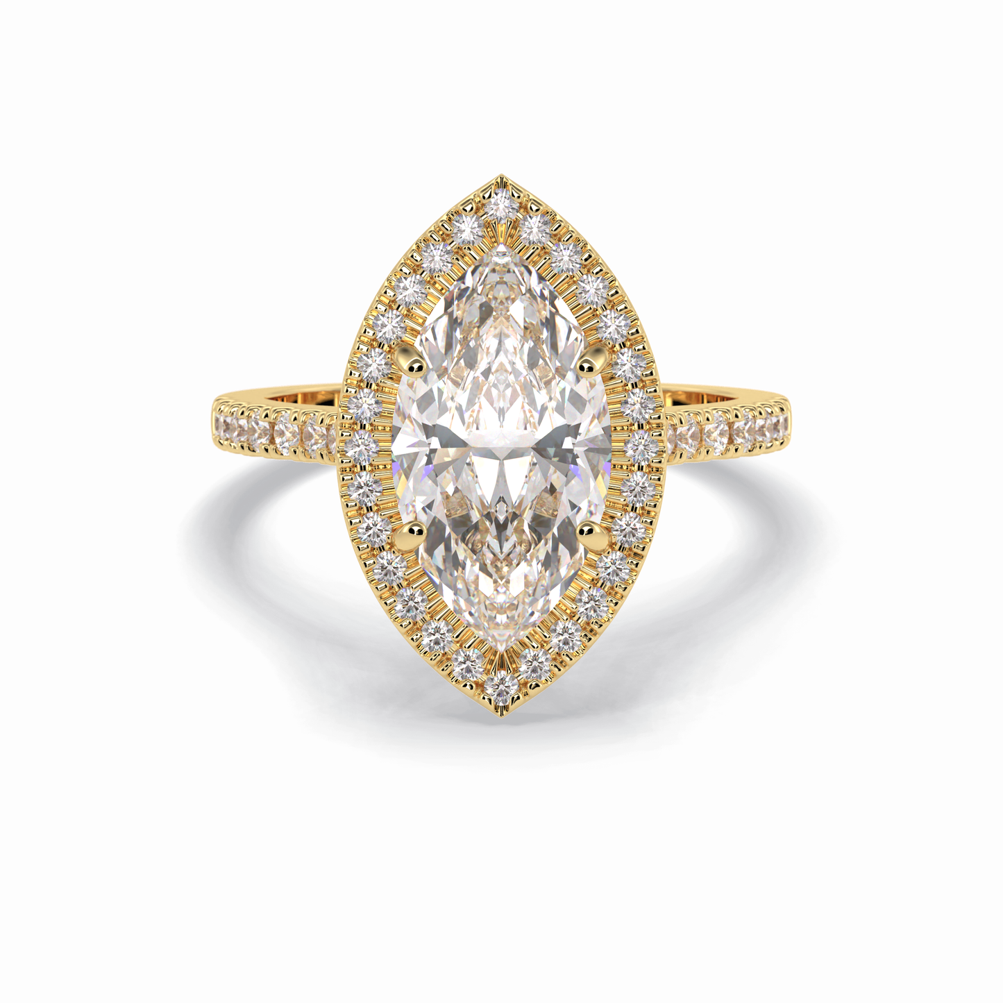 2.50 CT Marquise Cut Halo & Pave Style Moissanite Engagement Ring 8