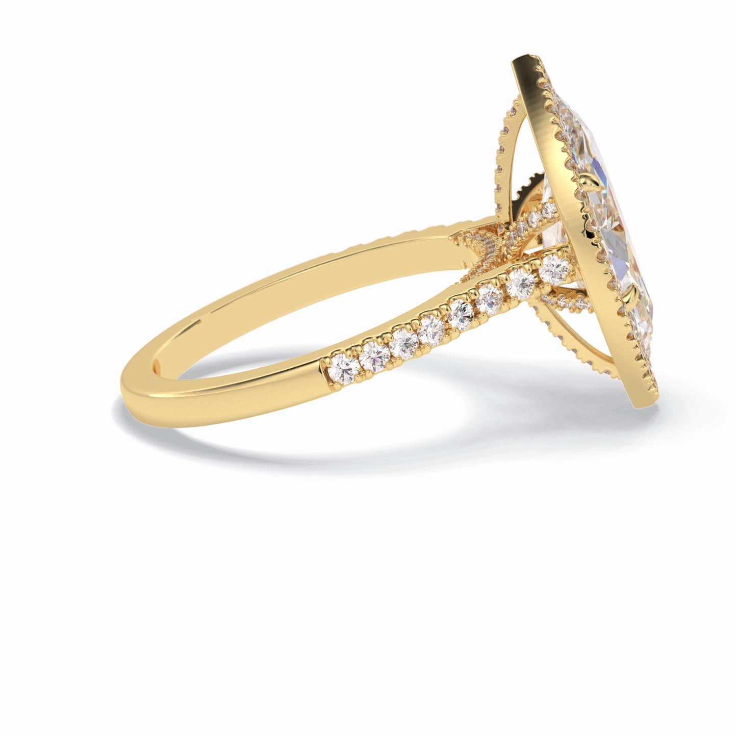 2.50 CT Marquise Cut Halo & Pave Style Moissanite Engagement Ring 10