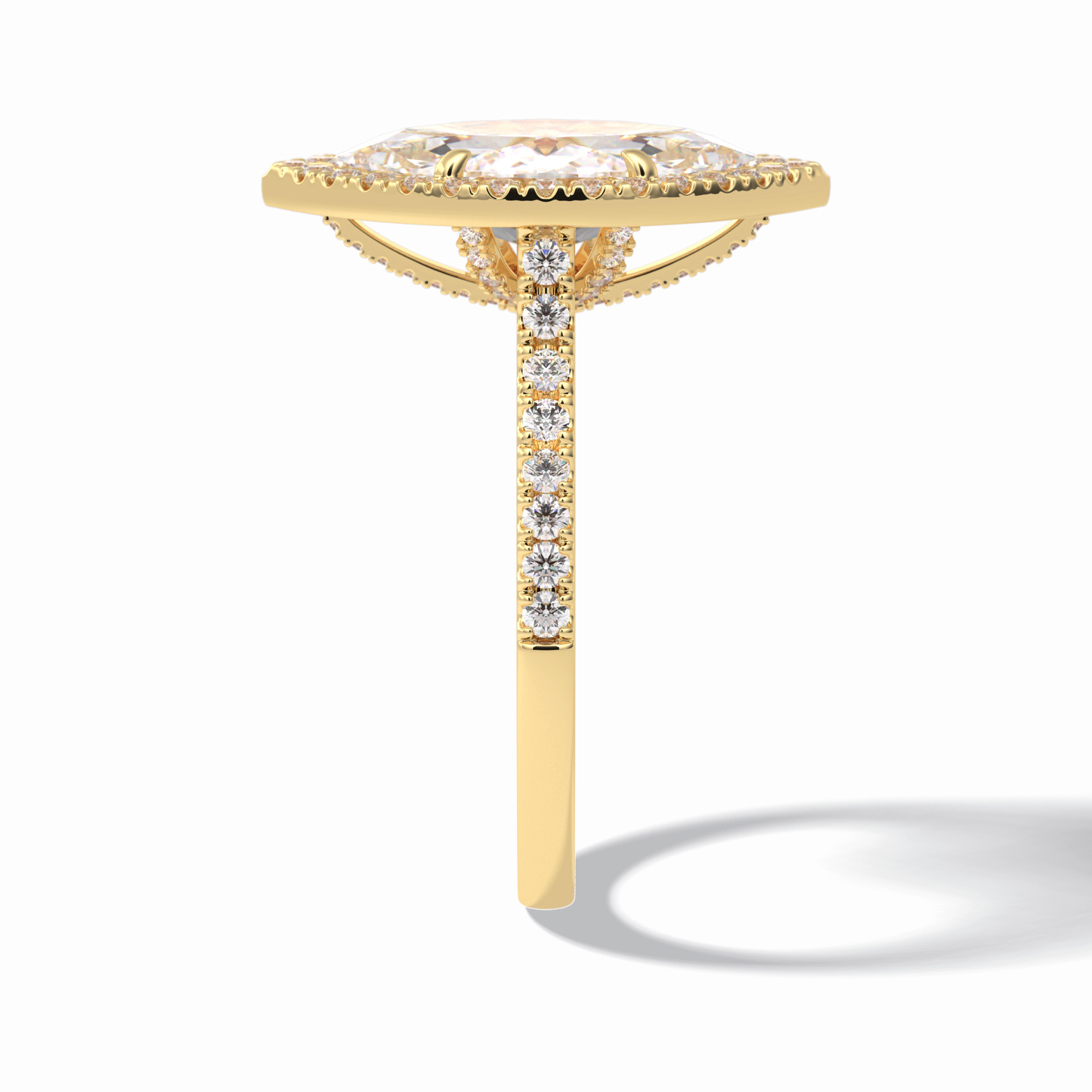 2.50 CT Marquise Cut Halo & Pave Style Moissanite Engagement Ring 11