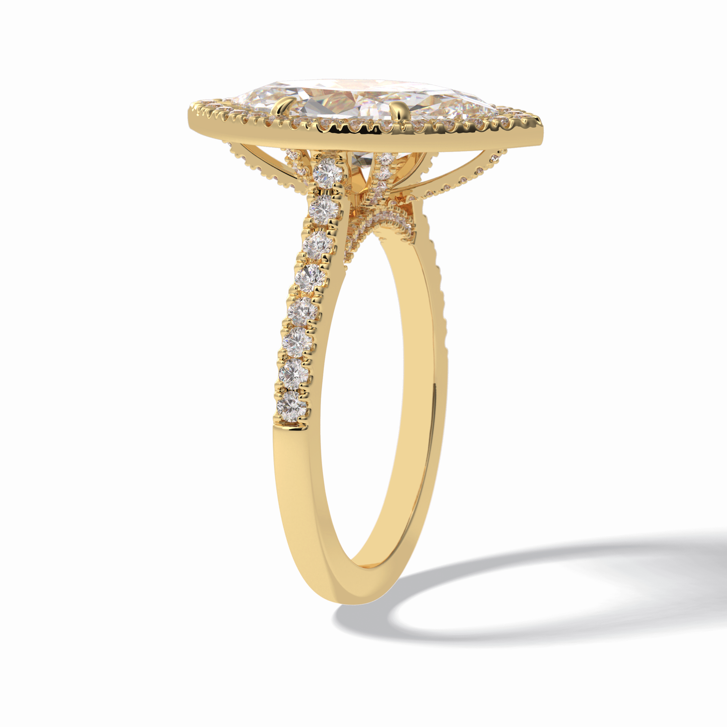 2.50 CT Marquise Cut Halo & Pave Style Moissanite Engagement Ring 12