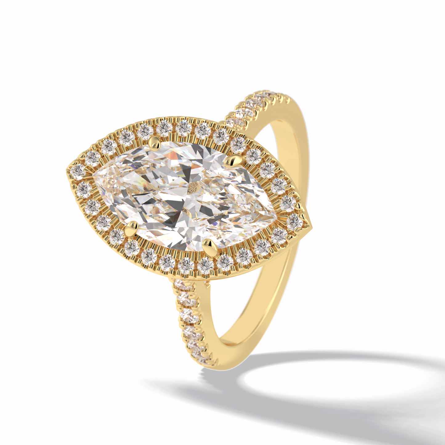 2.50 CT Marquise Cut Halo & Pave Style Moissanite Engagement Ring 13
