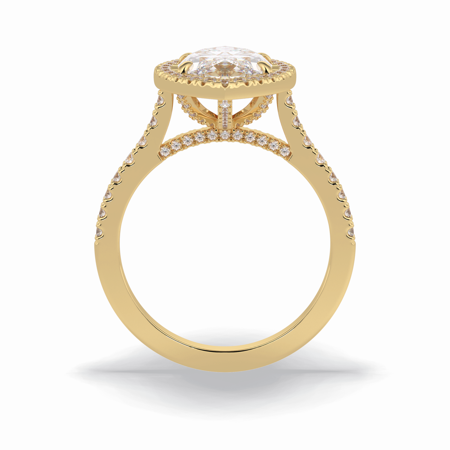 2.50 CT Marquise Cut Halo & Pave Style Moissanite Engagement Ring 14