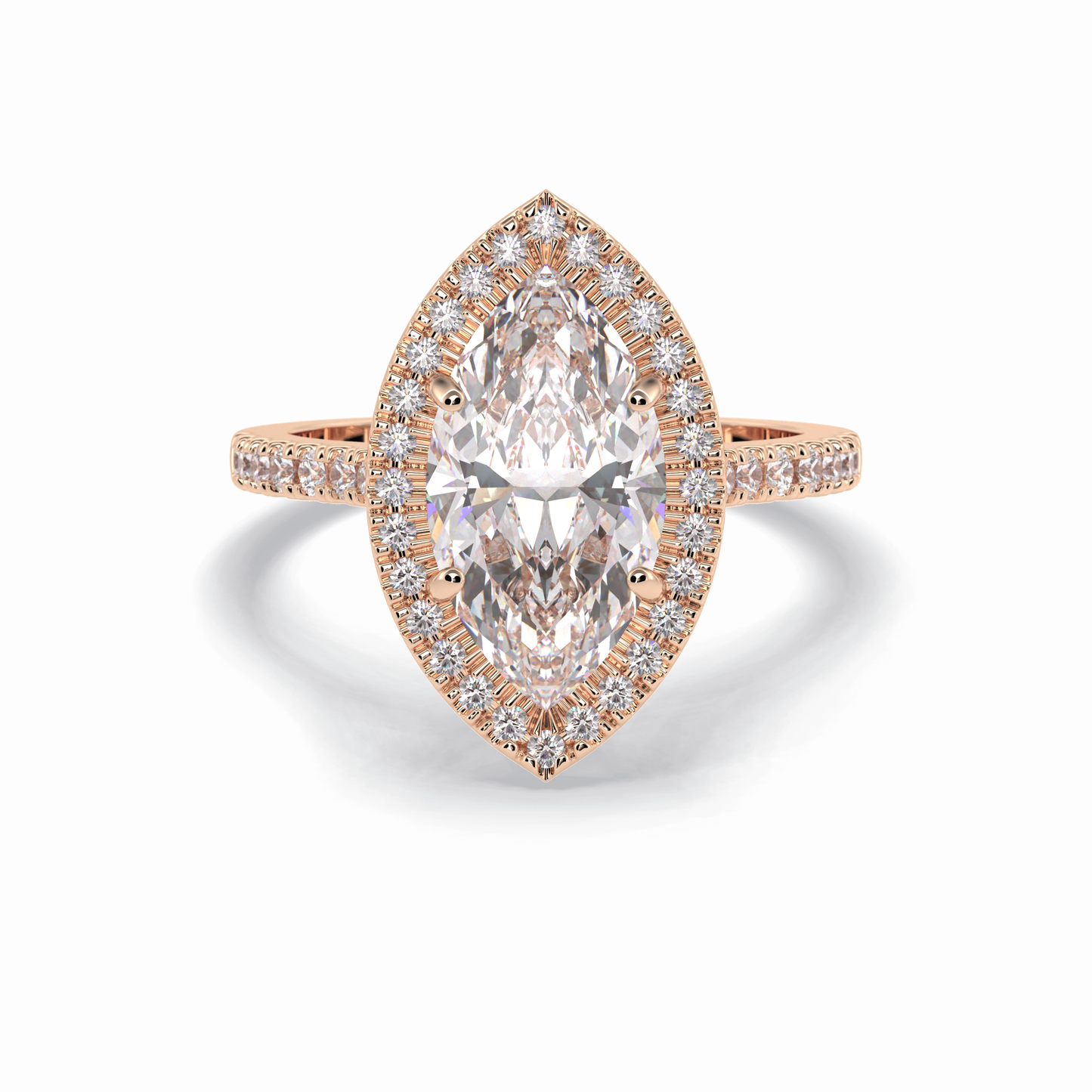 2.50 CT Marquise Cut Halo & Pave Style Moissanite Engagement Ring 15