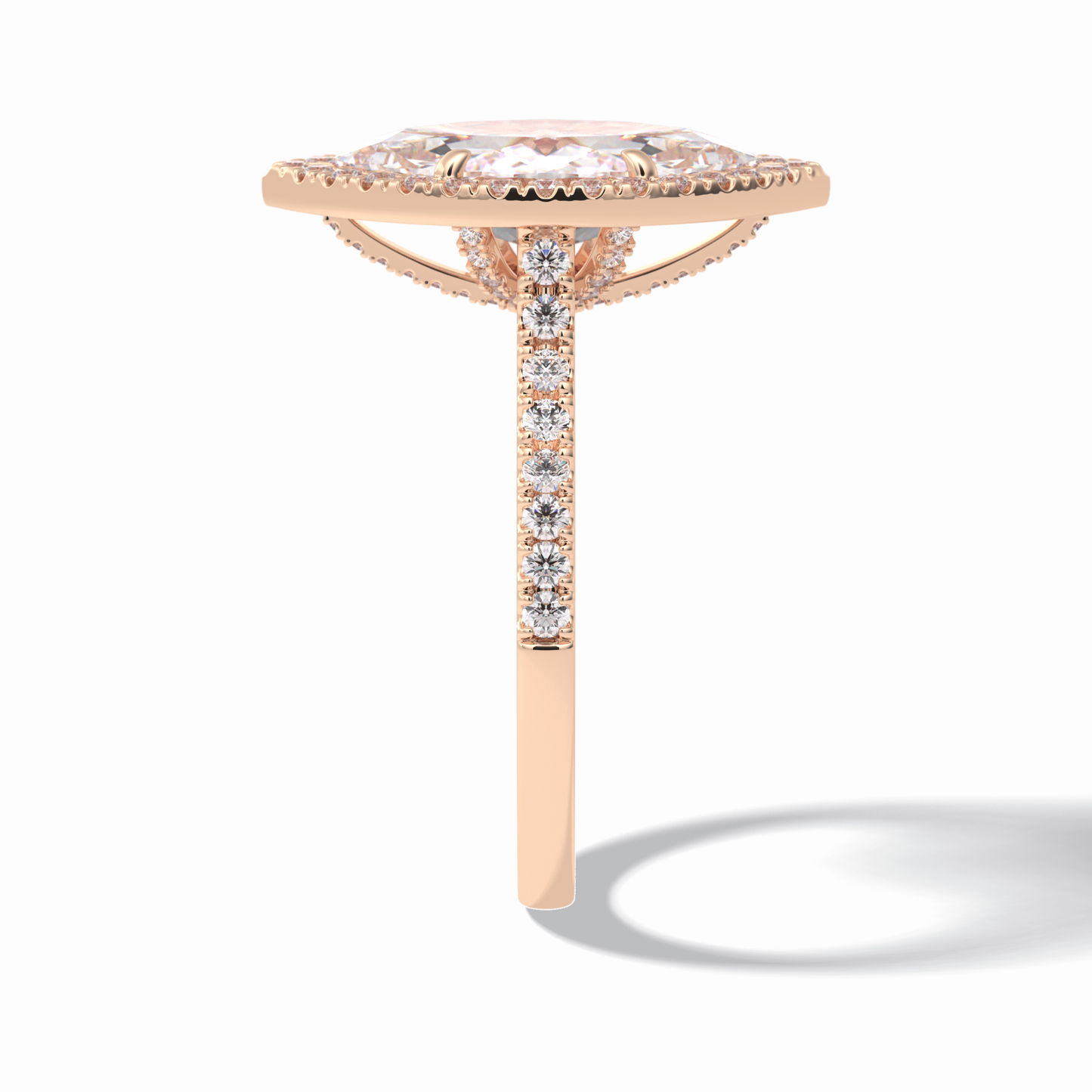 2.50 CT Marquise Cut Halo & Pave Style Moissanite Engagement Ring 18