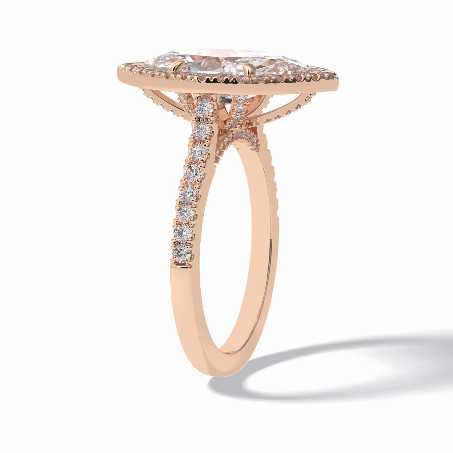 2.50 CT Marquise Cut Halo & Pave Style Moissanite Engagement Ring 19