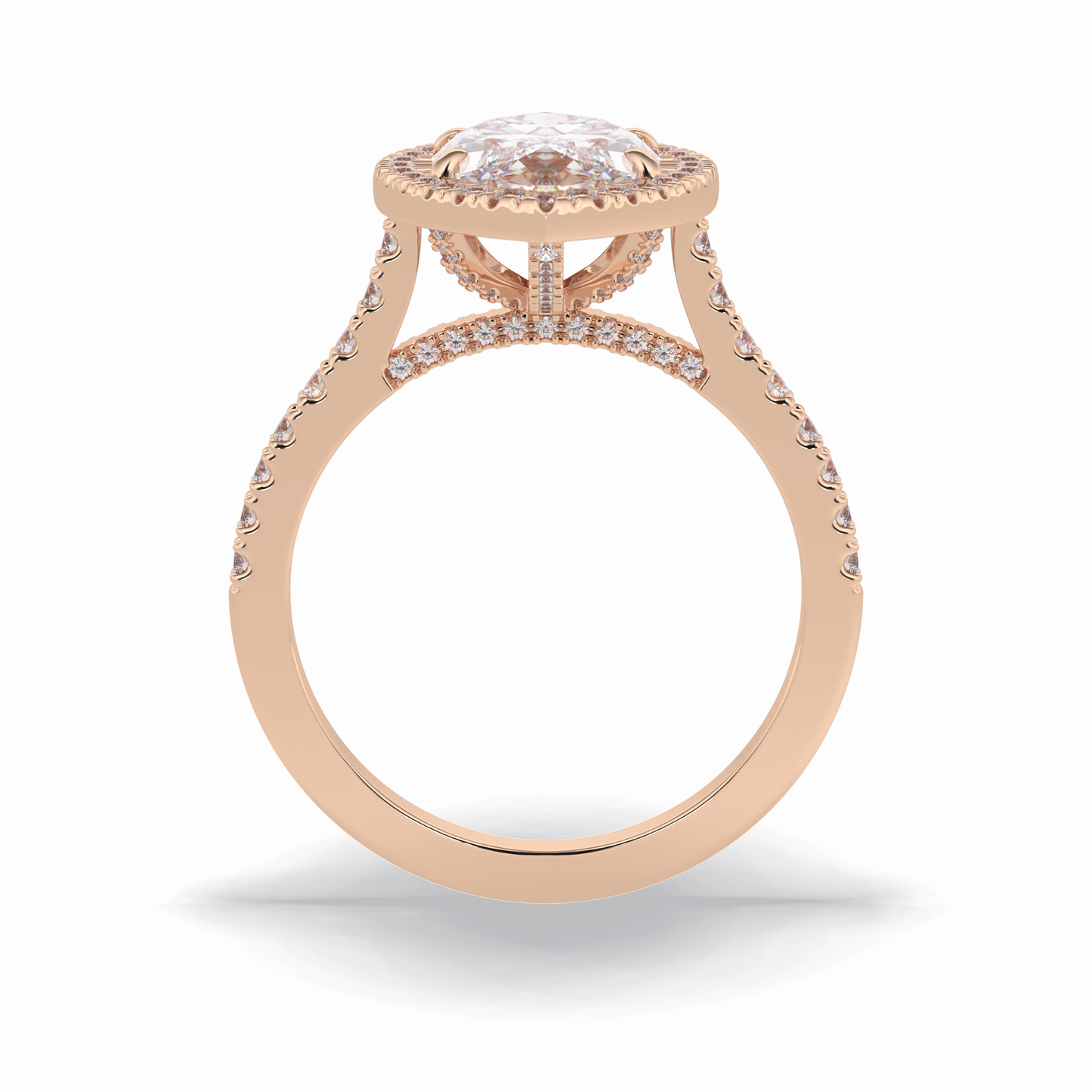 2.50 CT Marquise Cut Halo & Pave Style Moissanite Engagement Ring 21