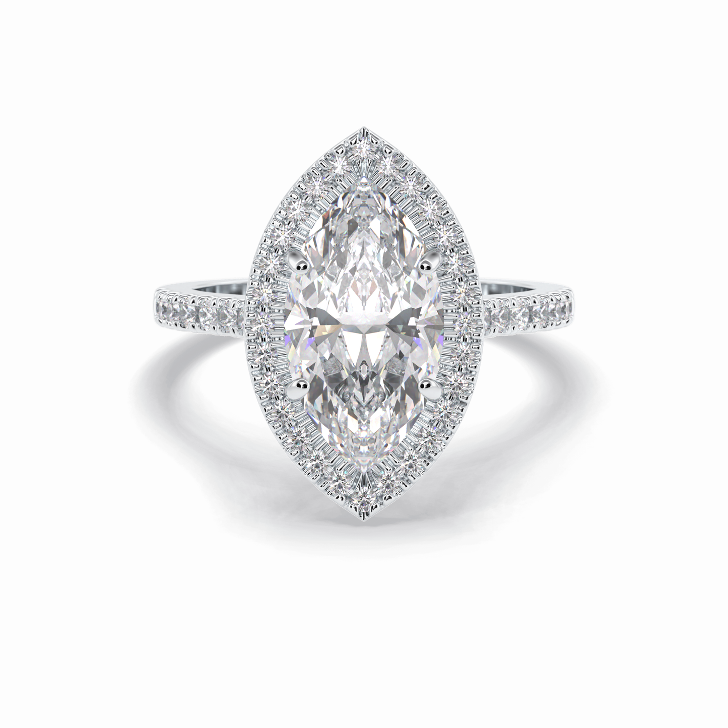 2.50 CT Marquise Cut Halo & Pave Style Moissanite Engagement Ring 1