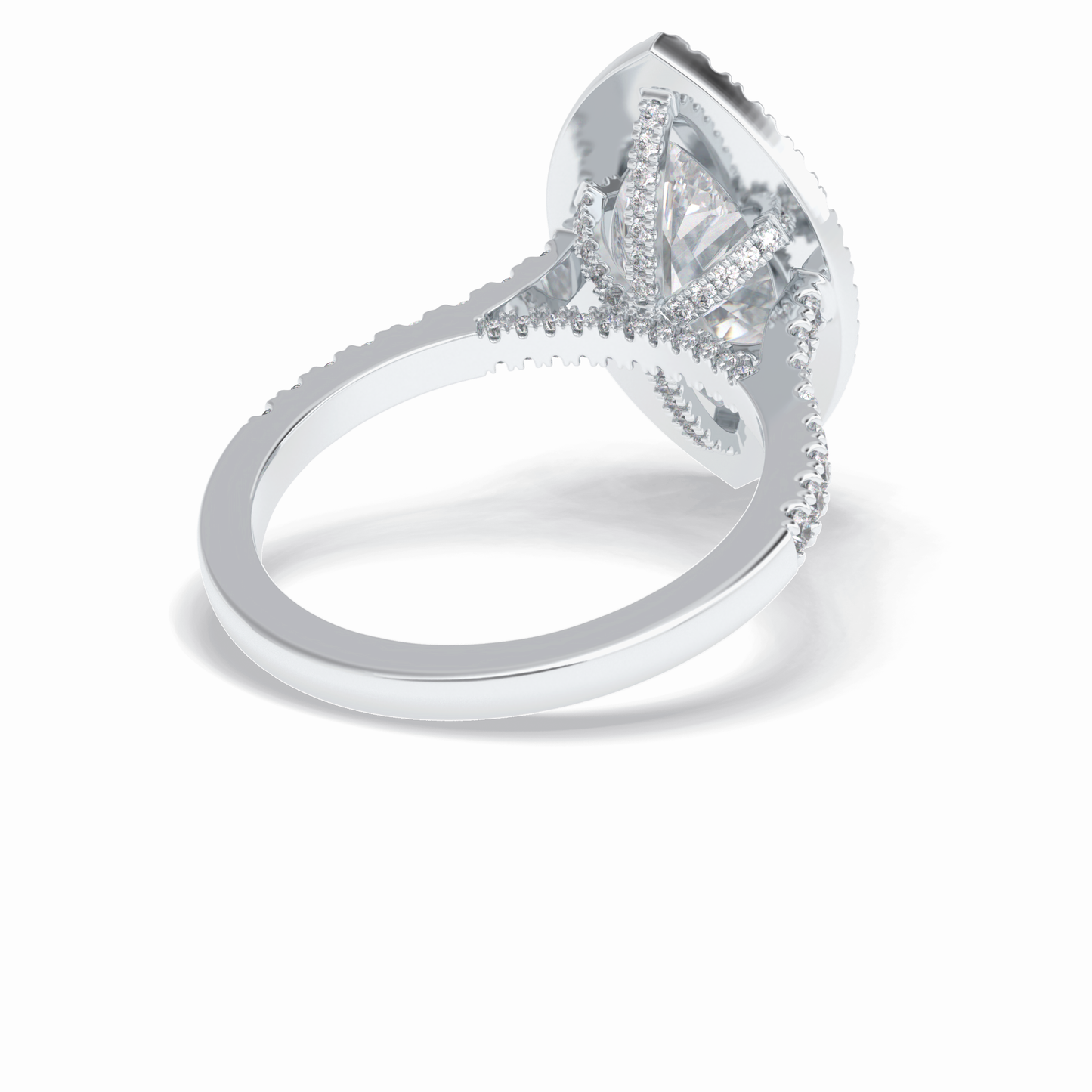 2.50 CT Marquise Cut Halo & Pave Style Moissanite Engagement Ring 2