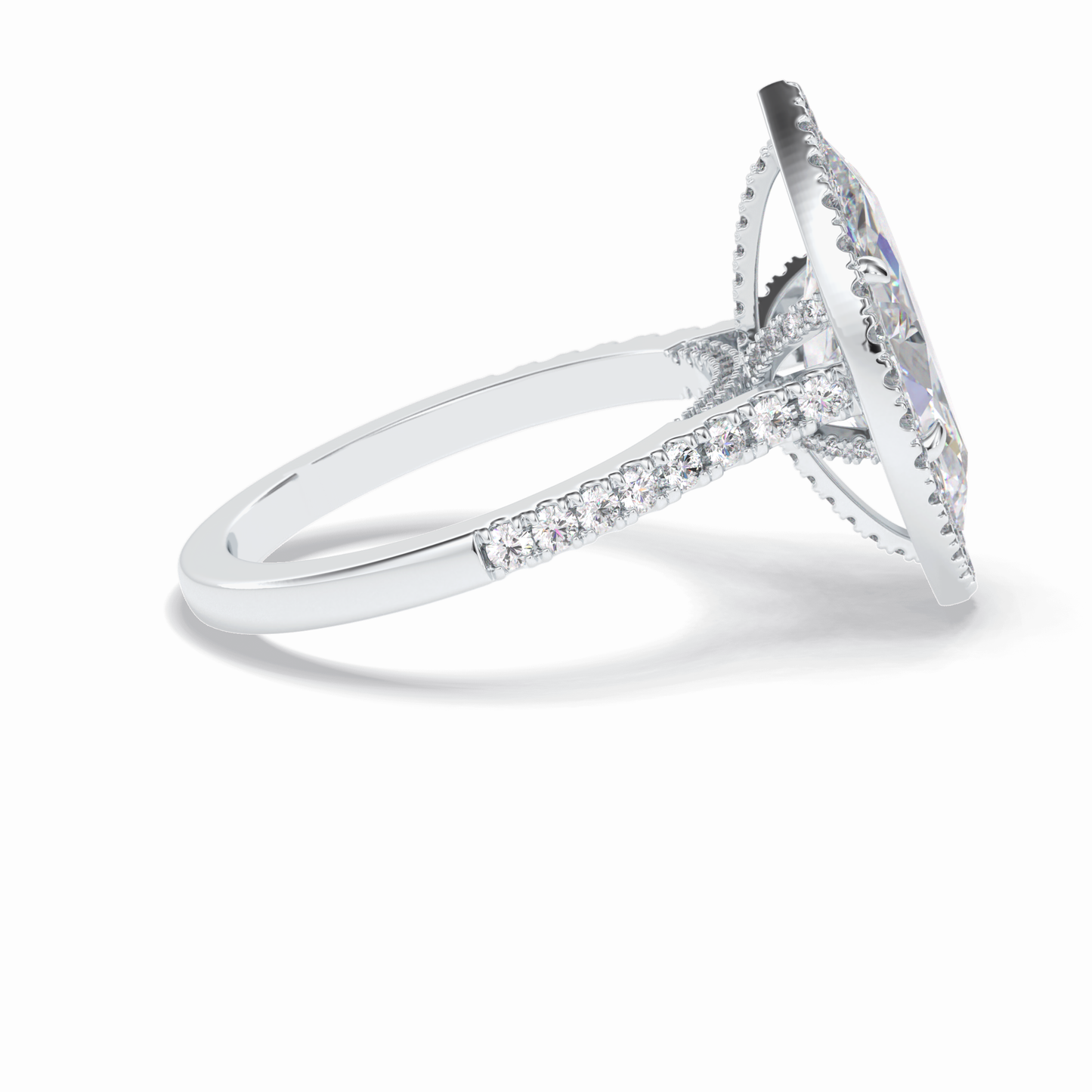 2.50 CT Marquise Cut Halo & Pave Style Moissanite Engagement Ring 3