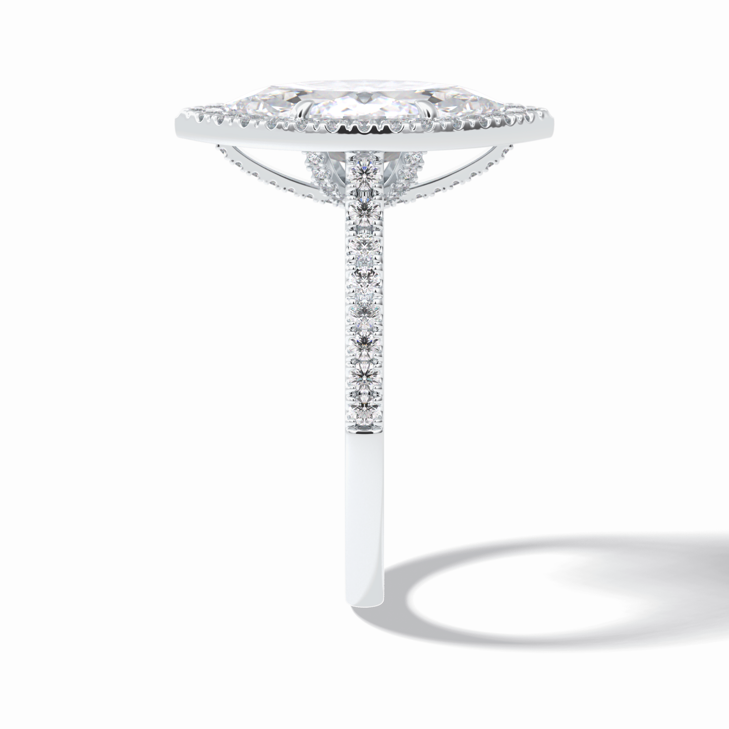 2.50 CT Marquise Cut Halo & Pave Style Moissanite Engagement Ring 4